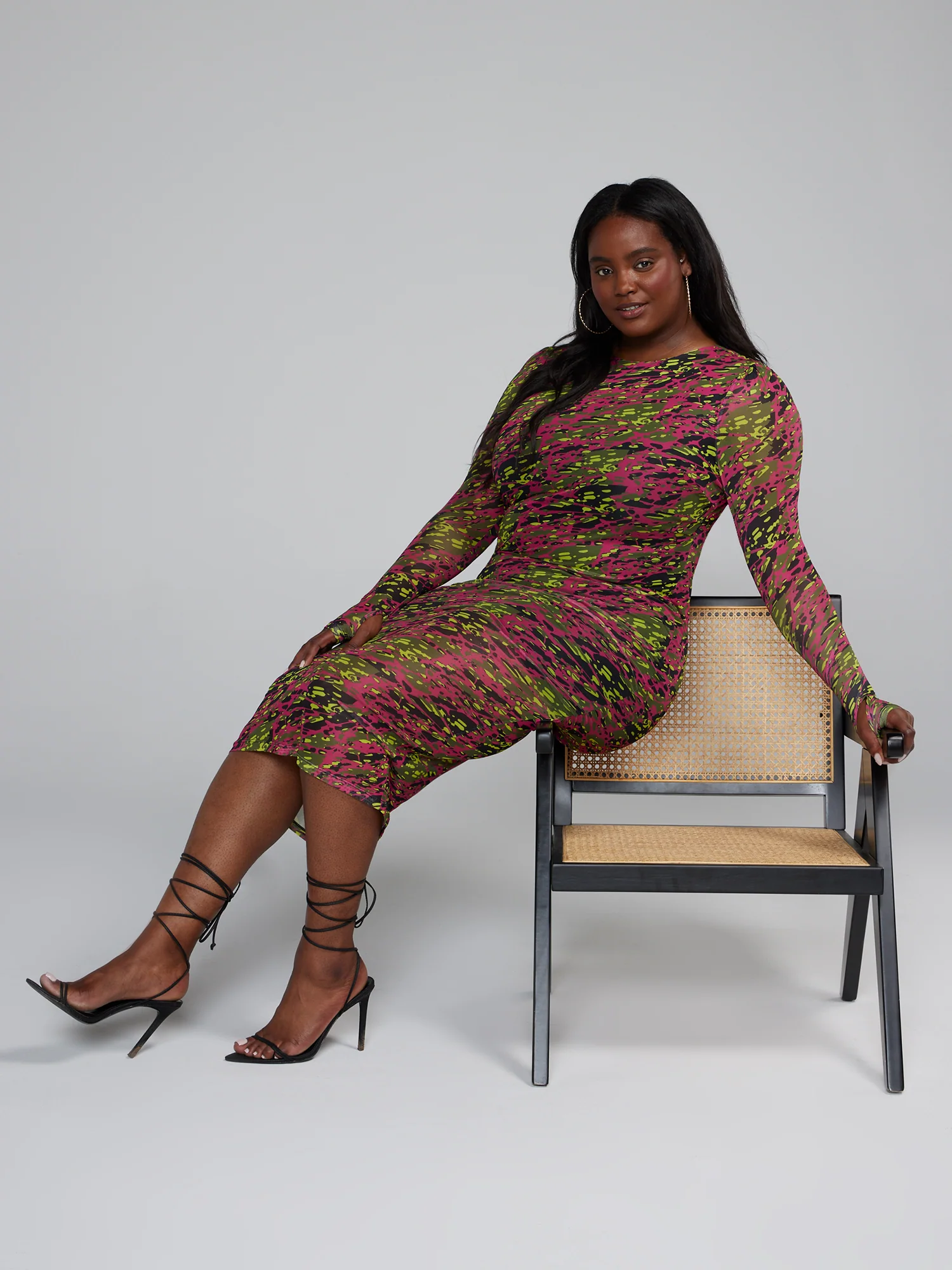 Mesh Camo Print Bodycon Dress - Image 5