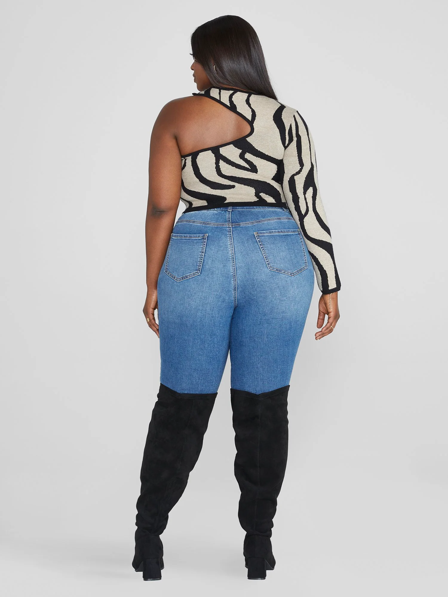 Mia One Shoulder Tiger Print Sweater - Image 4