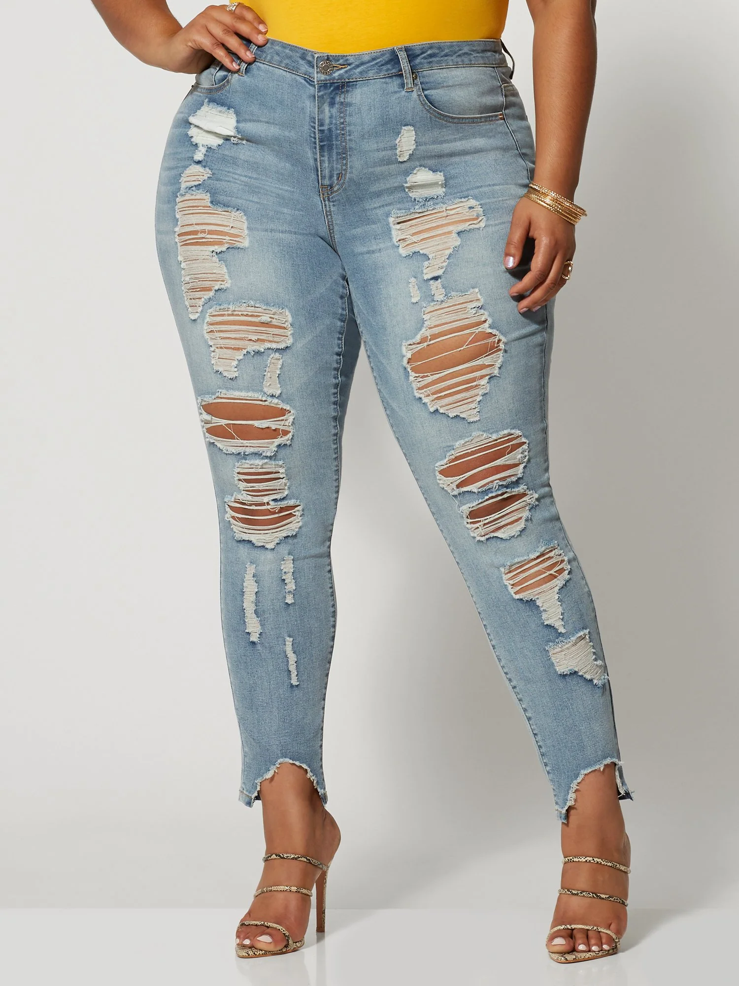 Mid-Rise All Over Destructed Skinny Jeans - Tall Inseam - Image 2