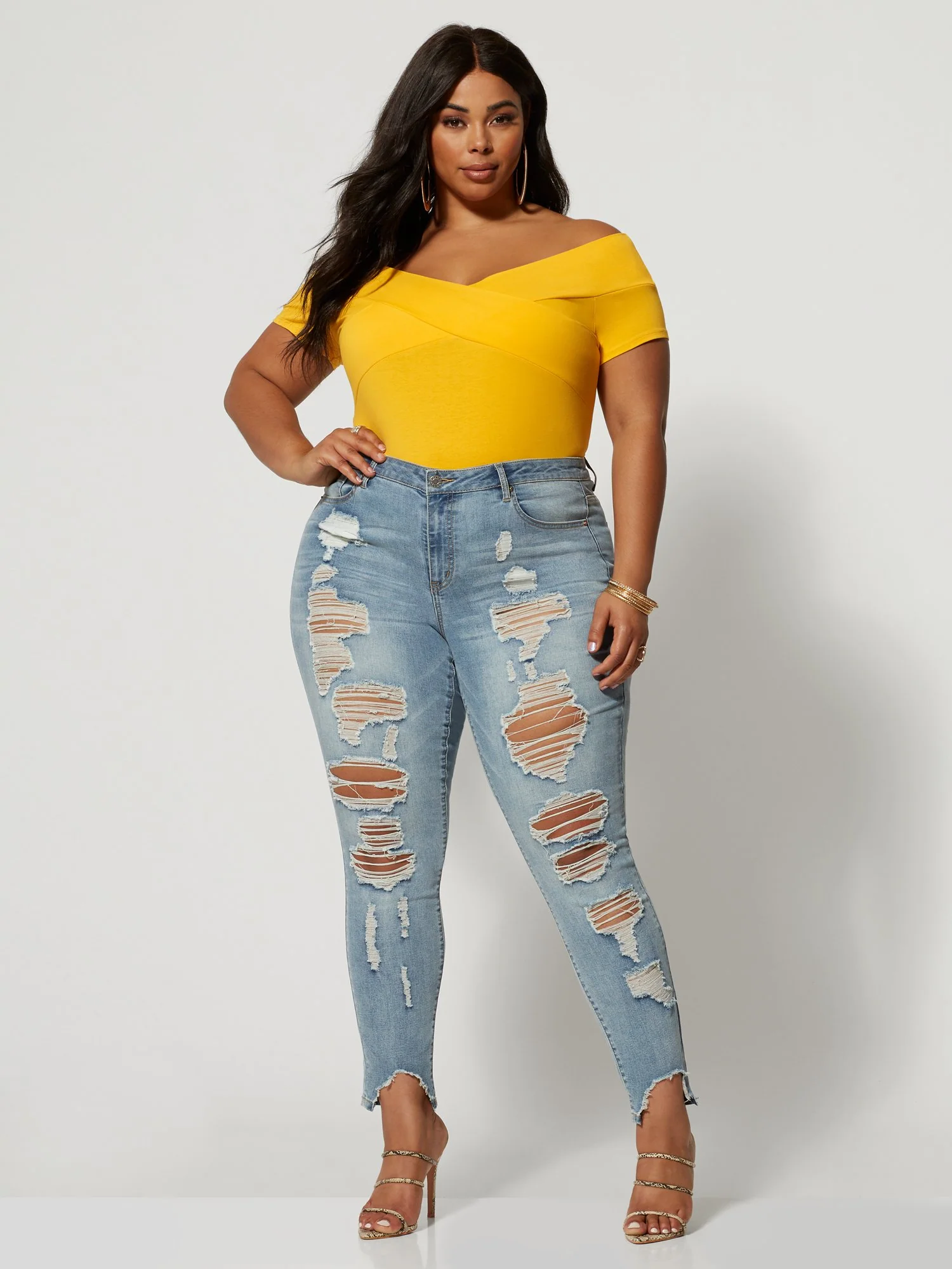 Mid-Rise All Over Destructed Skinny Jeans - Tall Inseam - Image 4