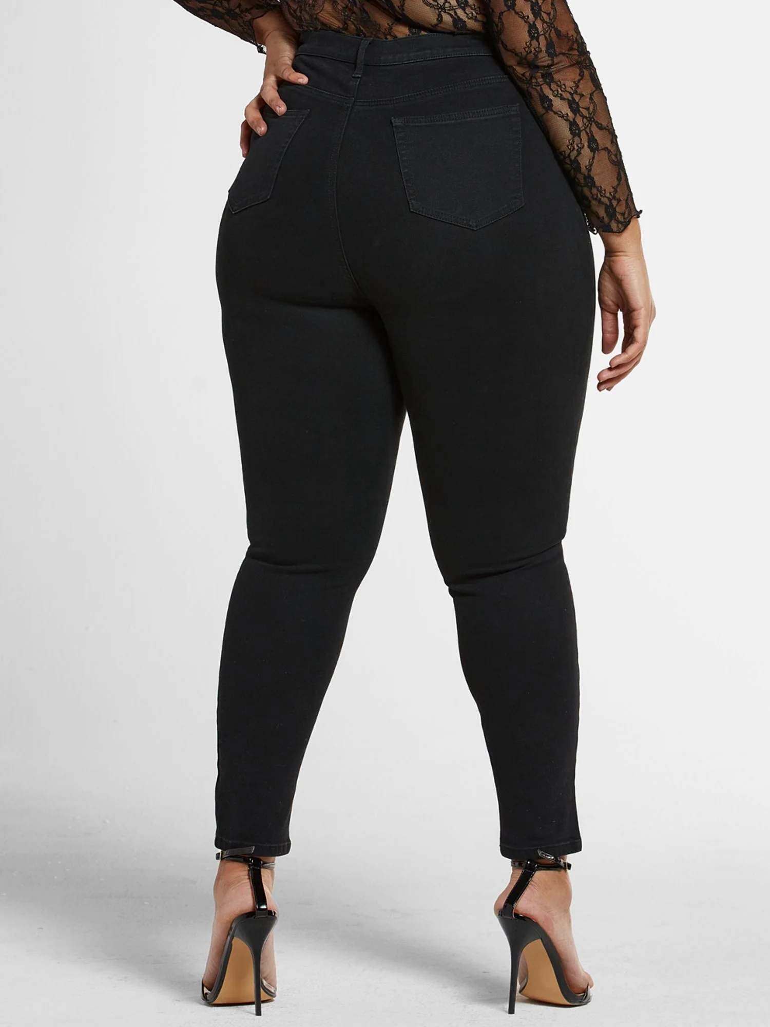 Mid-Rise Crossover Waistband Skinny Jeans - Image 3