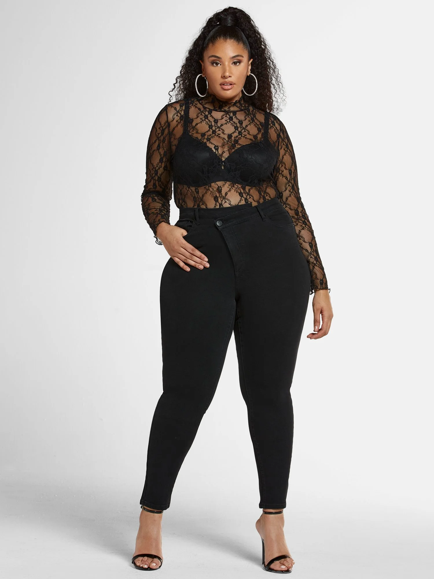 Mid-Rise Crossover Waistband Skinny Jeans - Image 4