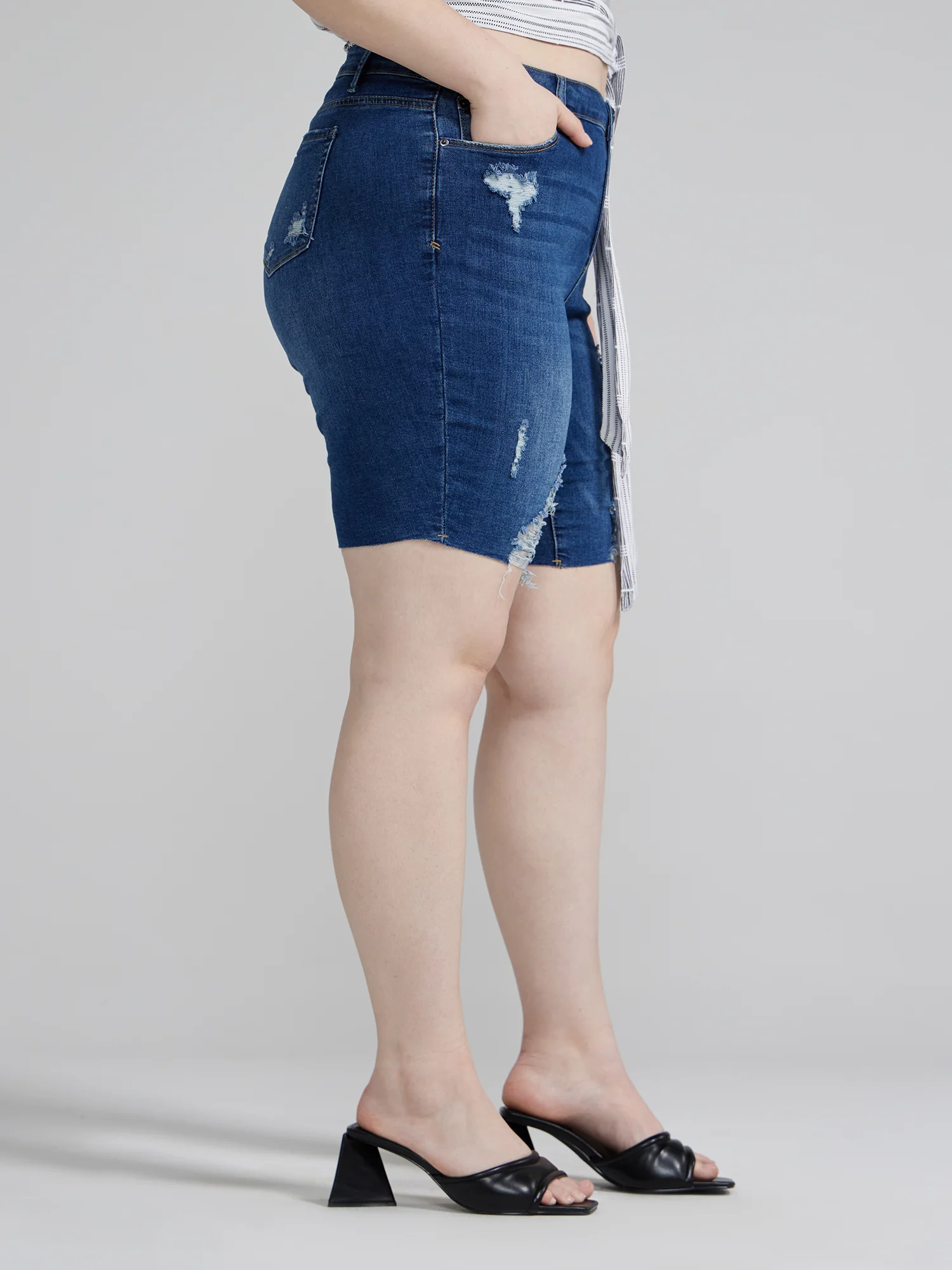 Mid Rise Destructed Bermuda Shorts - Image 5