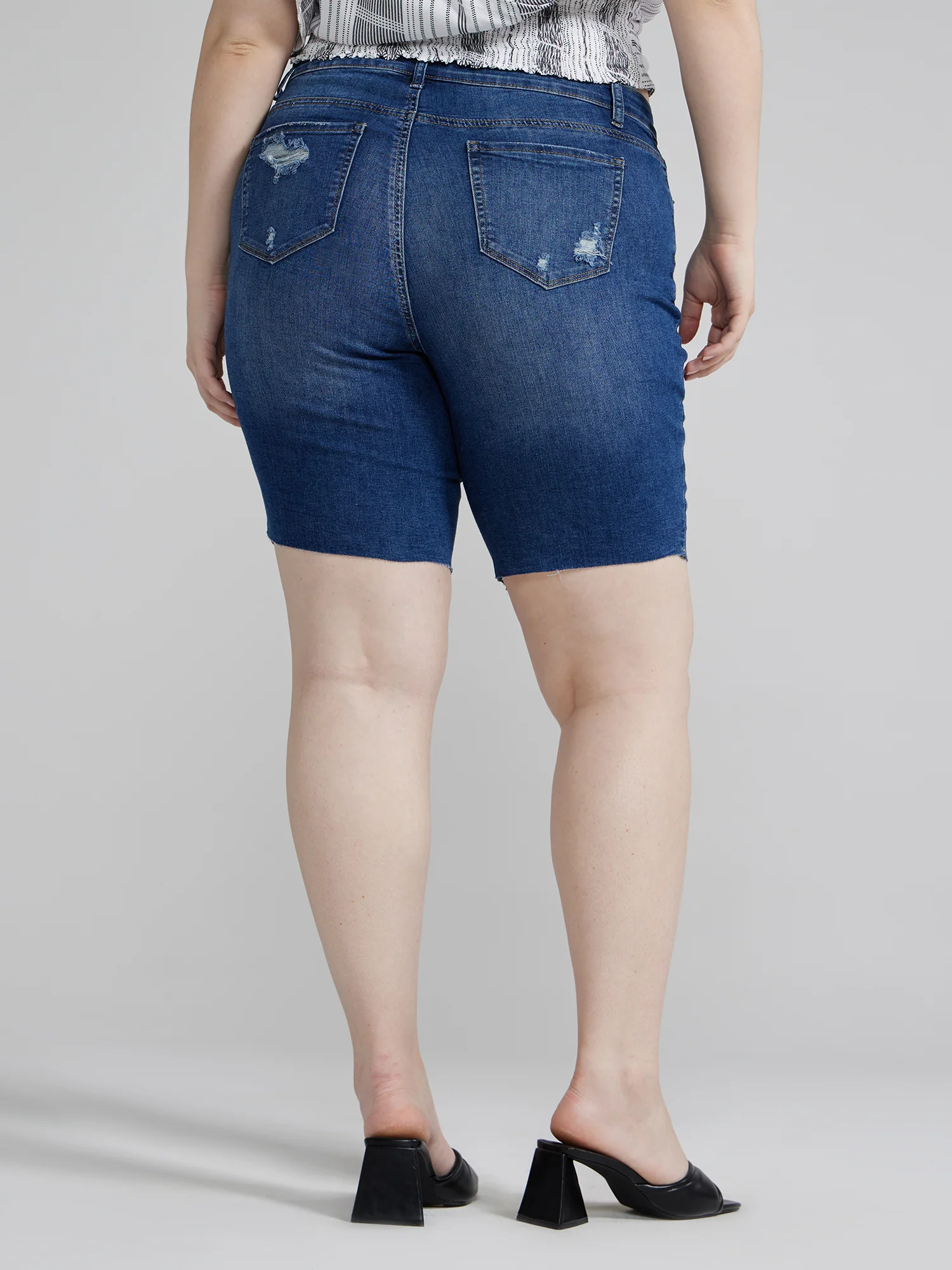 Mid Rise Destructed Bermuda Shorts - Image 6