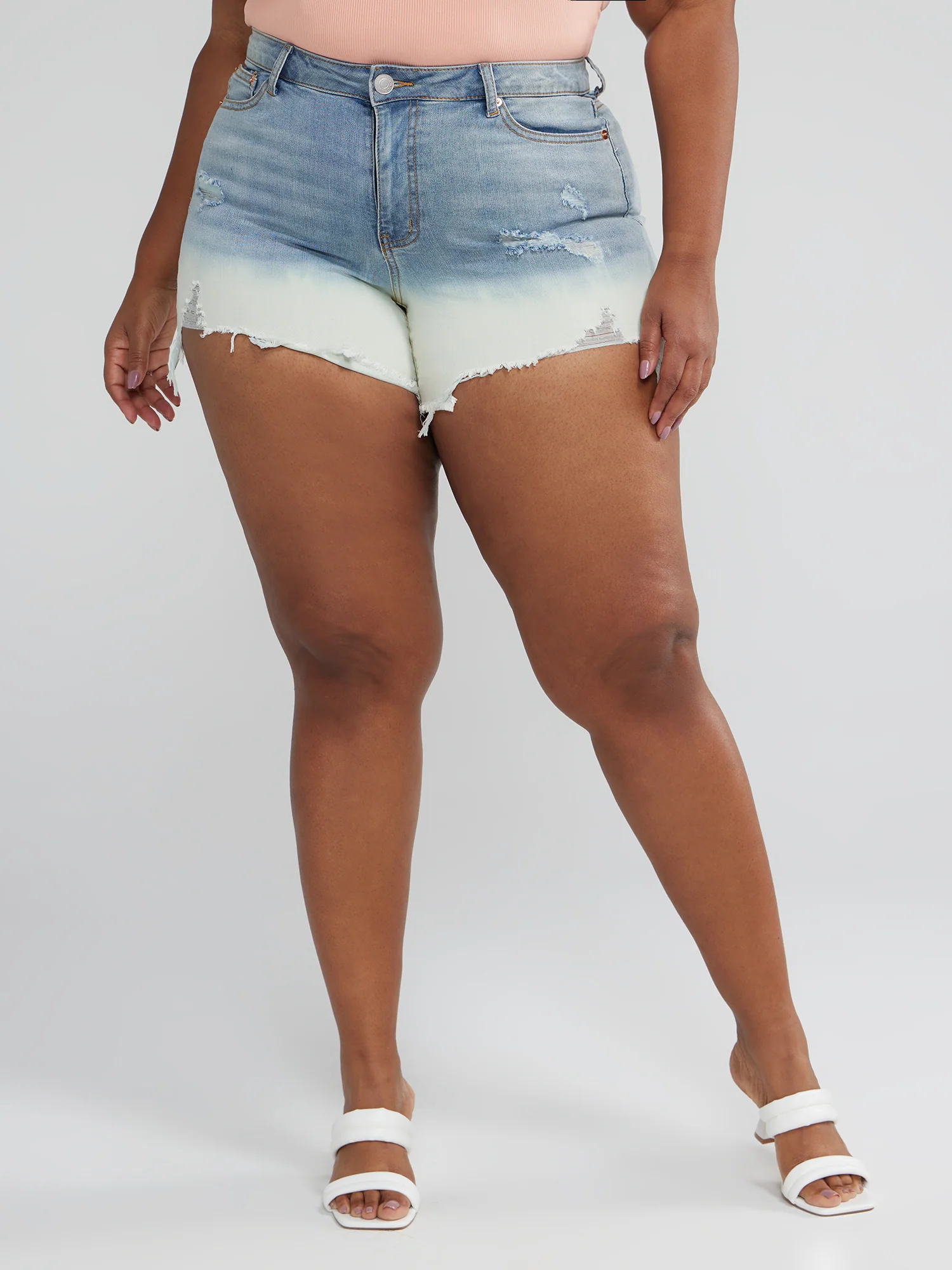 Mid Rise Dip Dye Cutoff Shorts - Image 2