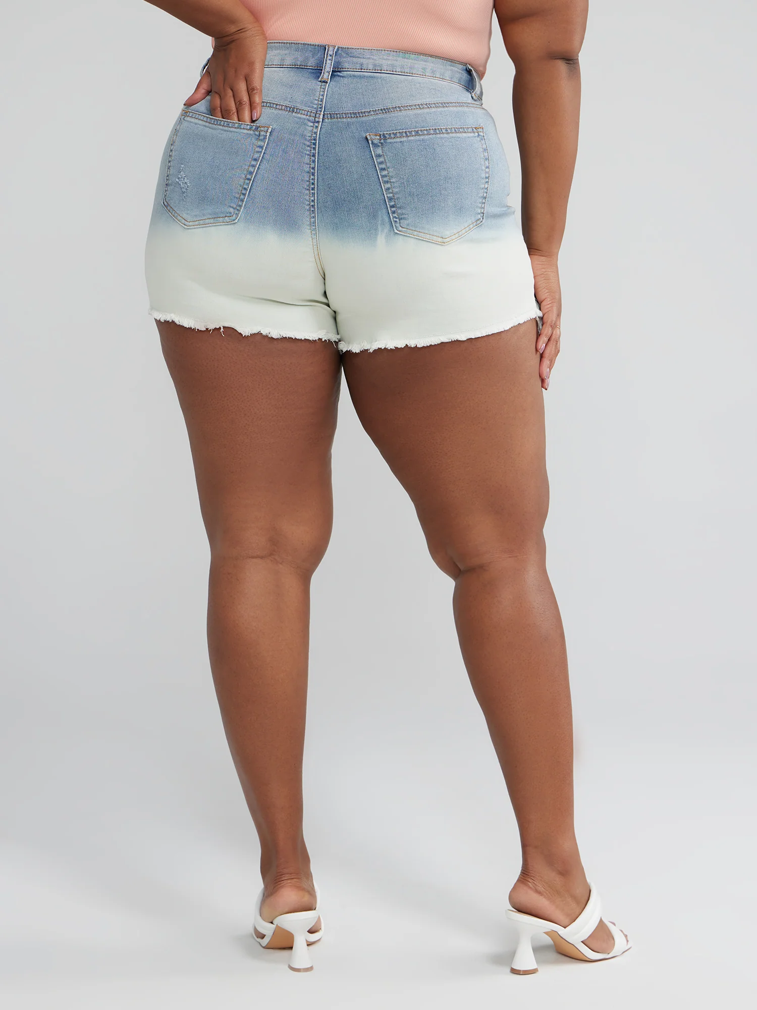 Mid Rise Dip Dye Cutoff Shorts - Image 4