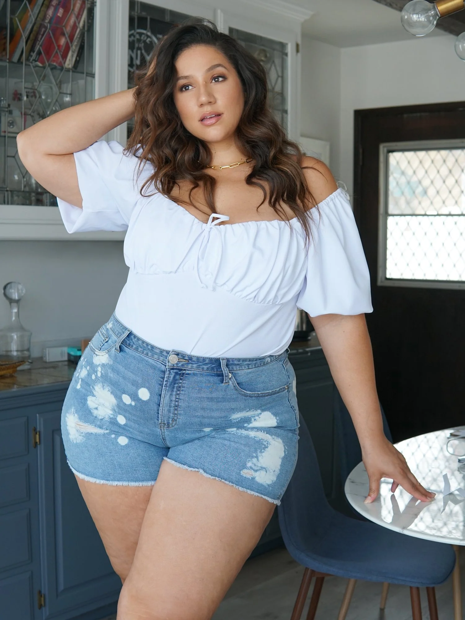 Mid-Rise Paint Splatter Shorts - Image 2