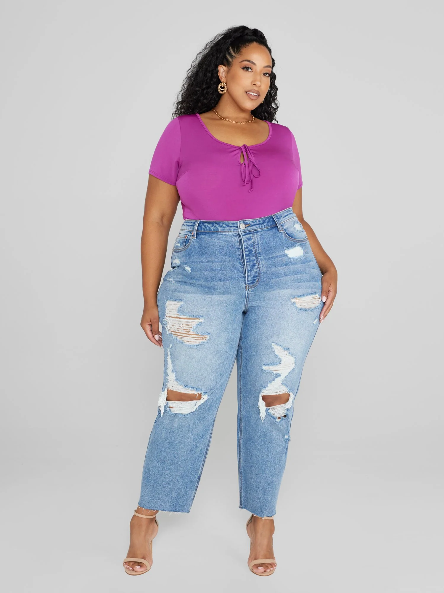 Mid Rise Relaxed Fit Crop Jeans - Image 3