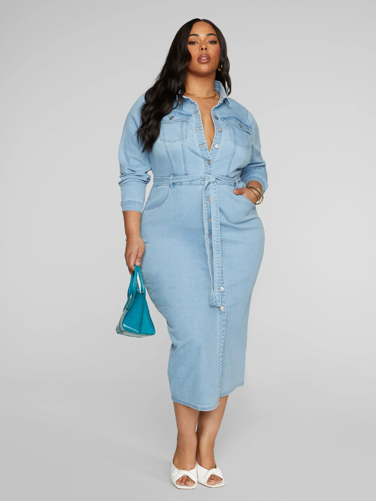 Mika Denim Button-Up Maxi Dress - Image 3