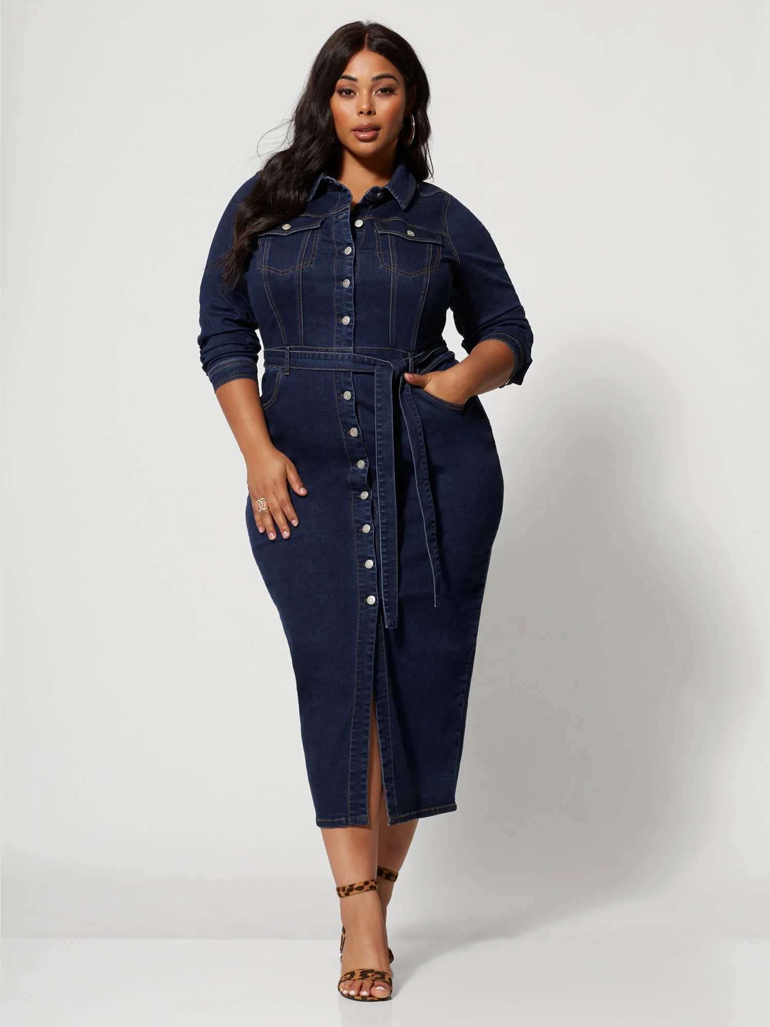 Mika Denim Button-Up Maxi Dress - Image 9