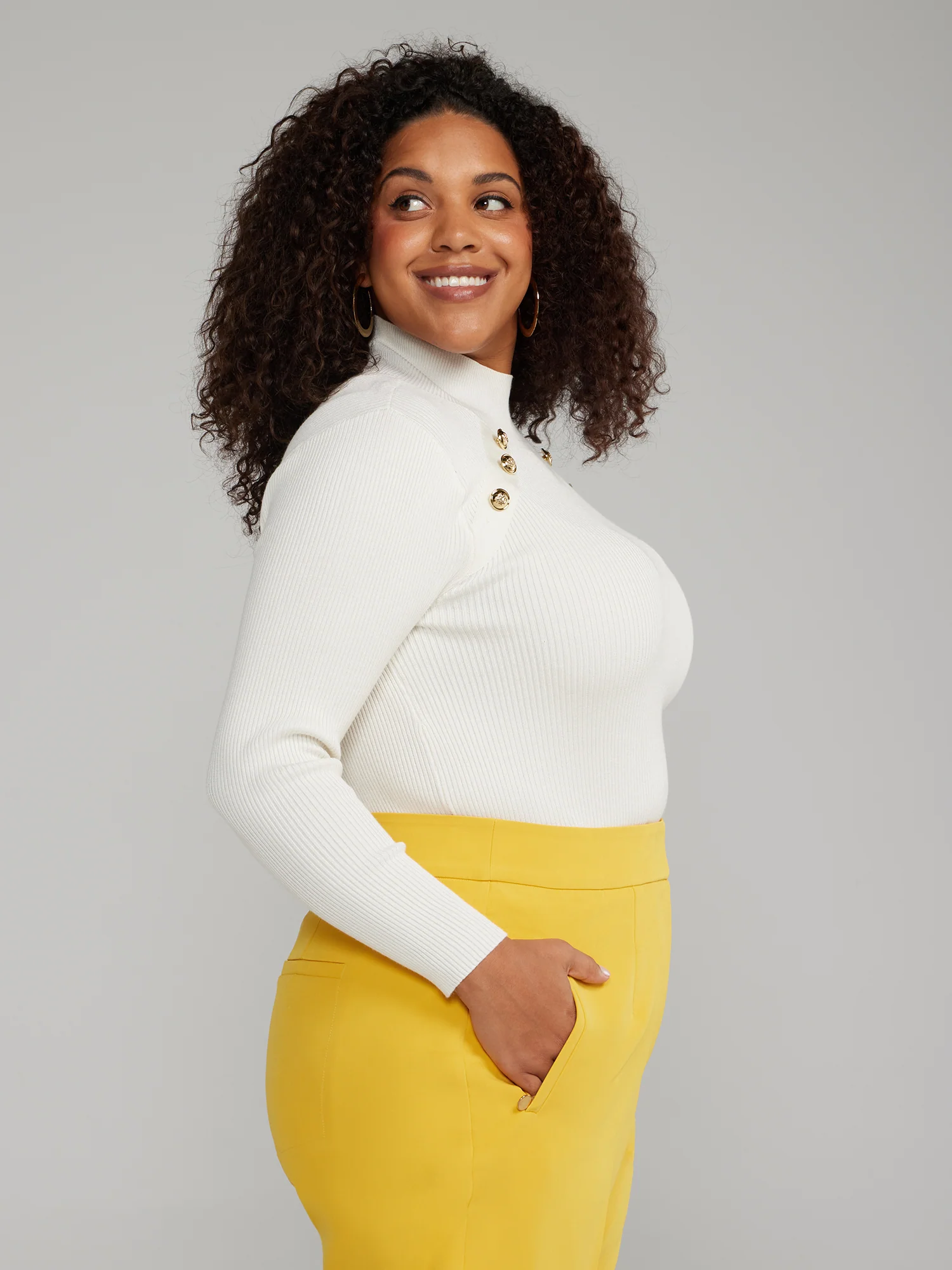 Mockneck Button Detail Sweater - Image 10