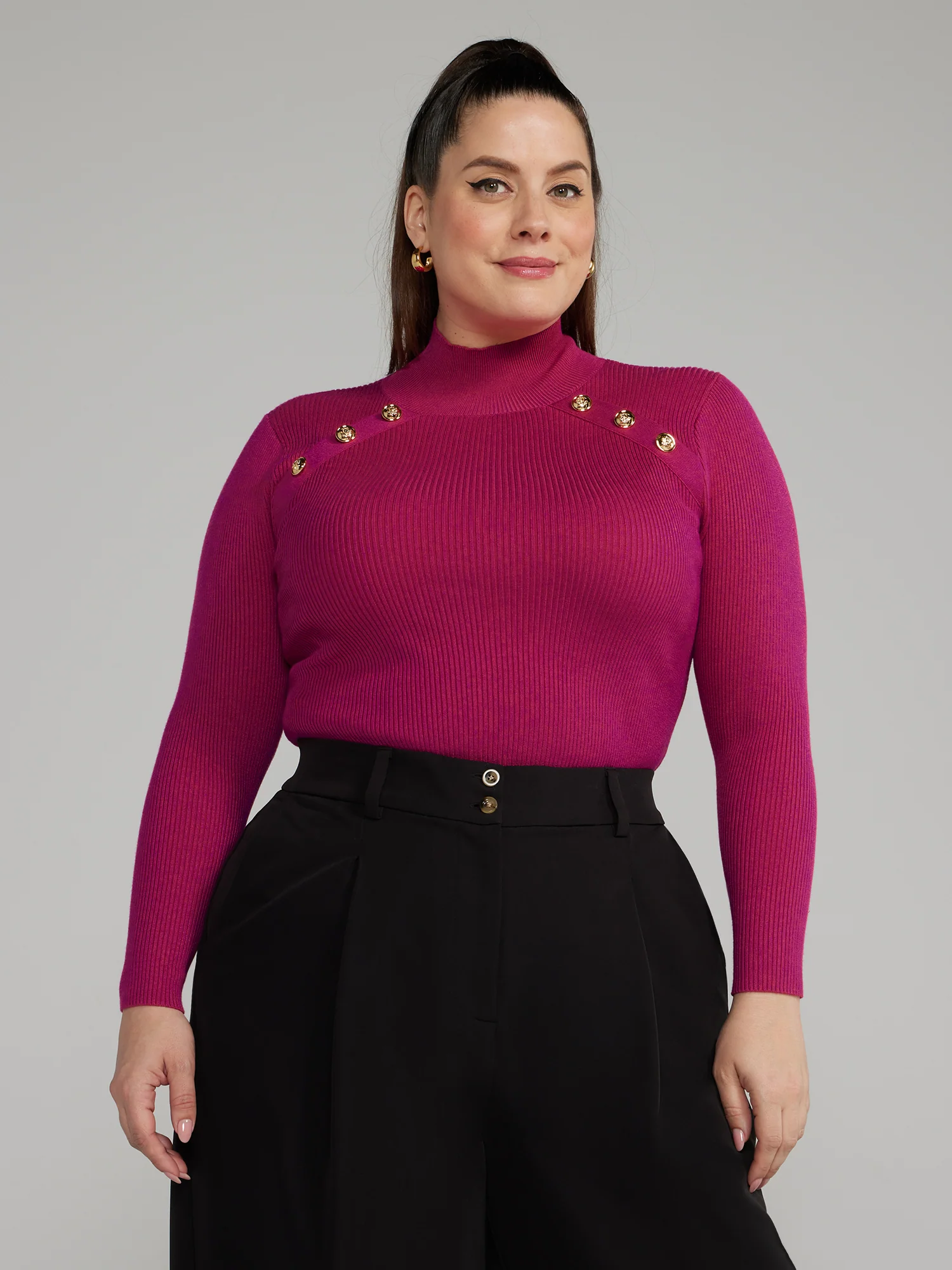 Mockneck Button Detail Sweater - Image 5
