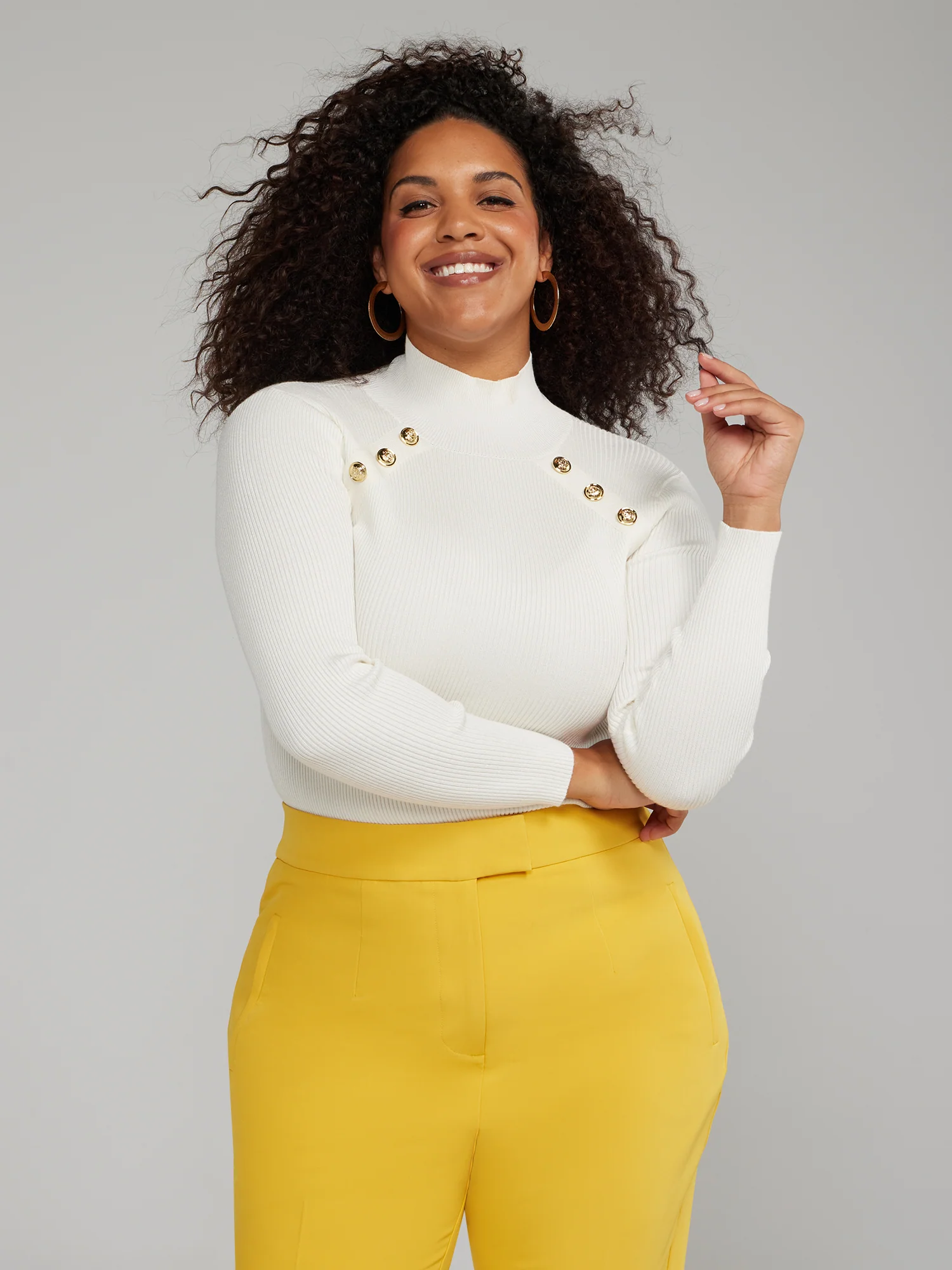 Mockneck Button Detail Sweater - Image 9