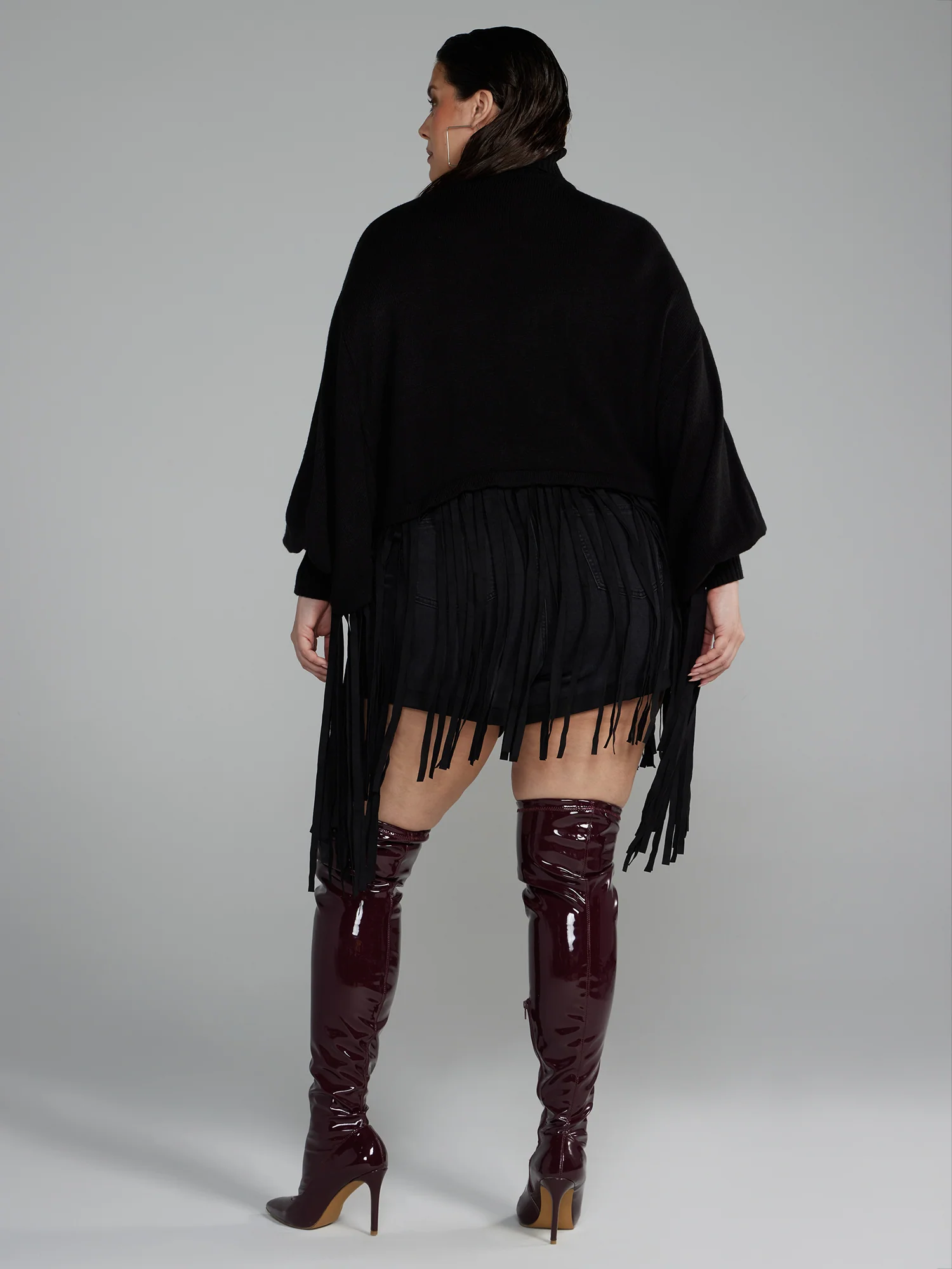 Mockneck Fringe Hem Sweater - Image 3