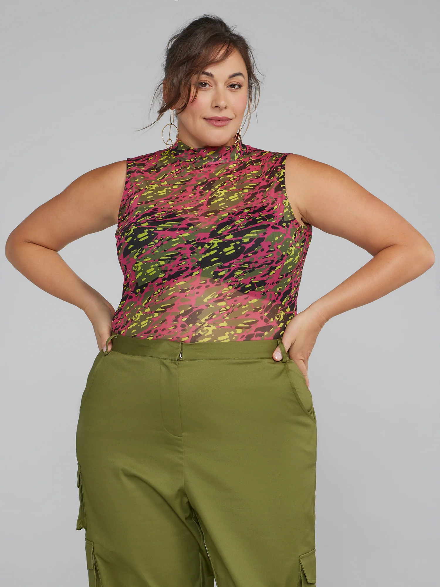 Mockneck Mesh Camo Bodysuit
