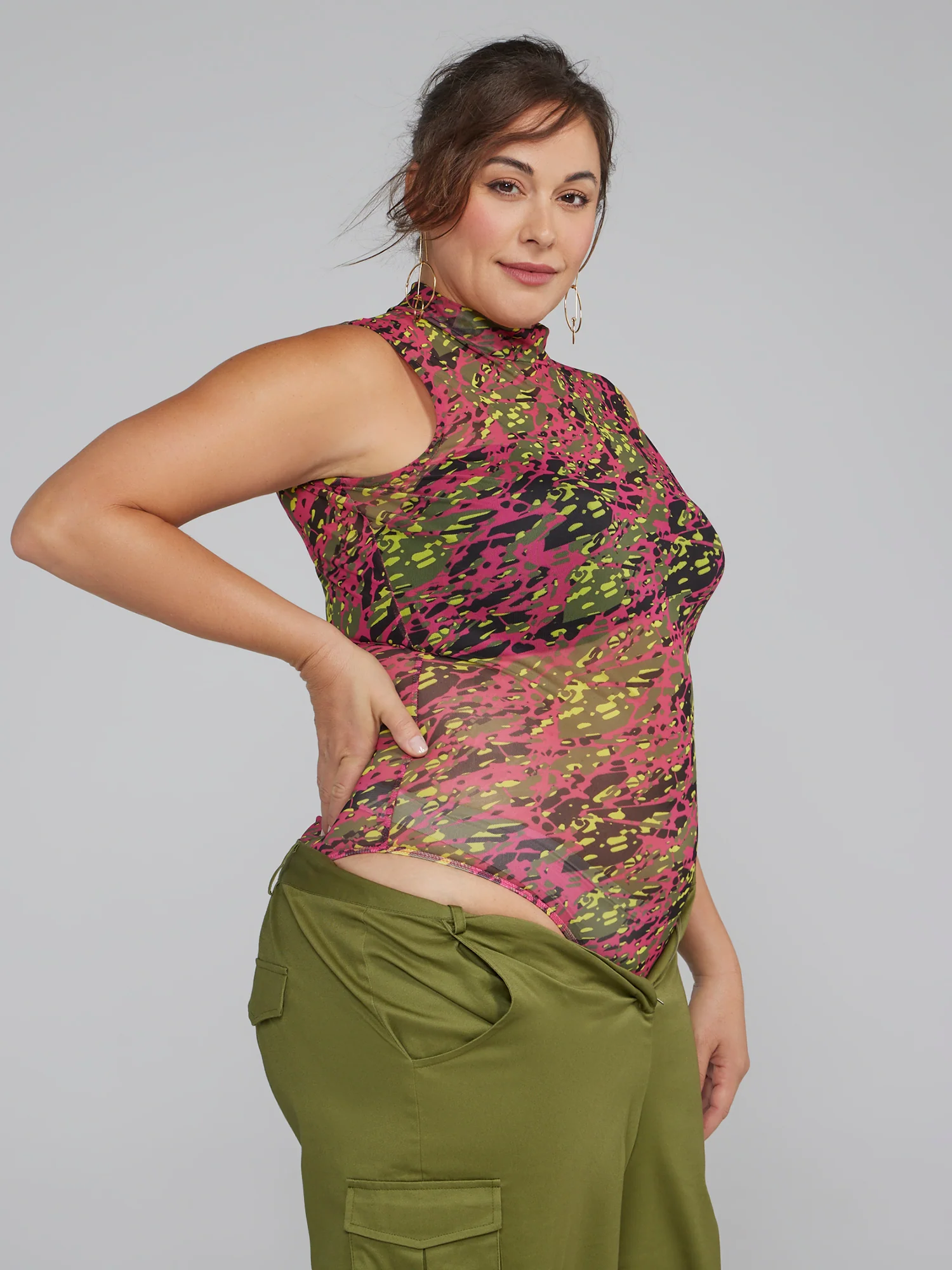 Mockneck Mesh Camo Bodysuit - Image 2