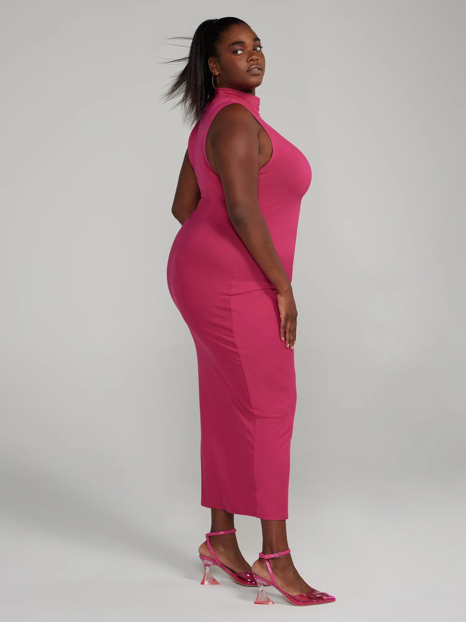 Mockneck Ruched Bodycon Dress - Image 11
