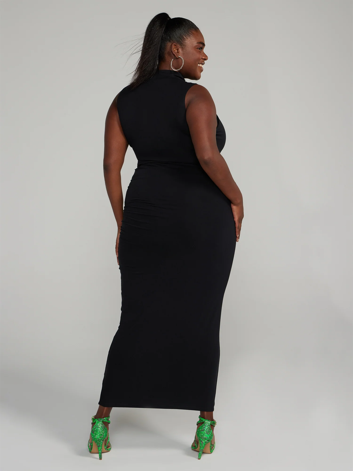Mockneck Ruched Bodycon Dress - Image 3
