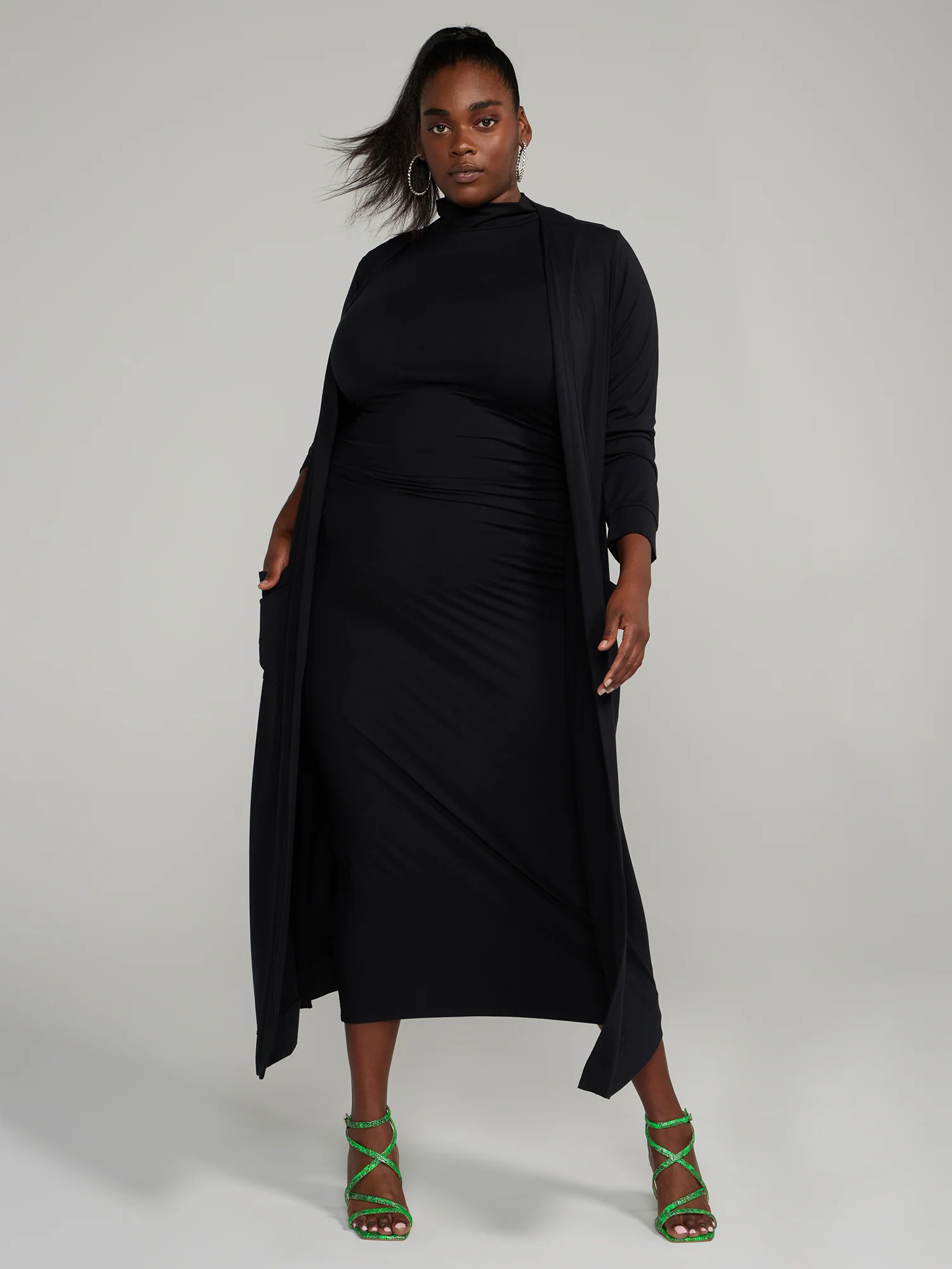 Mockneck Ruched Bodycon Dress - Image 4