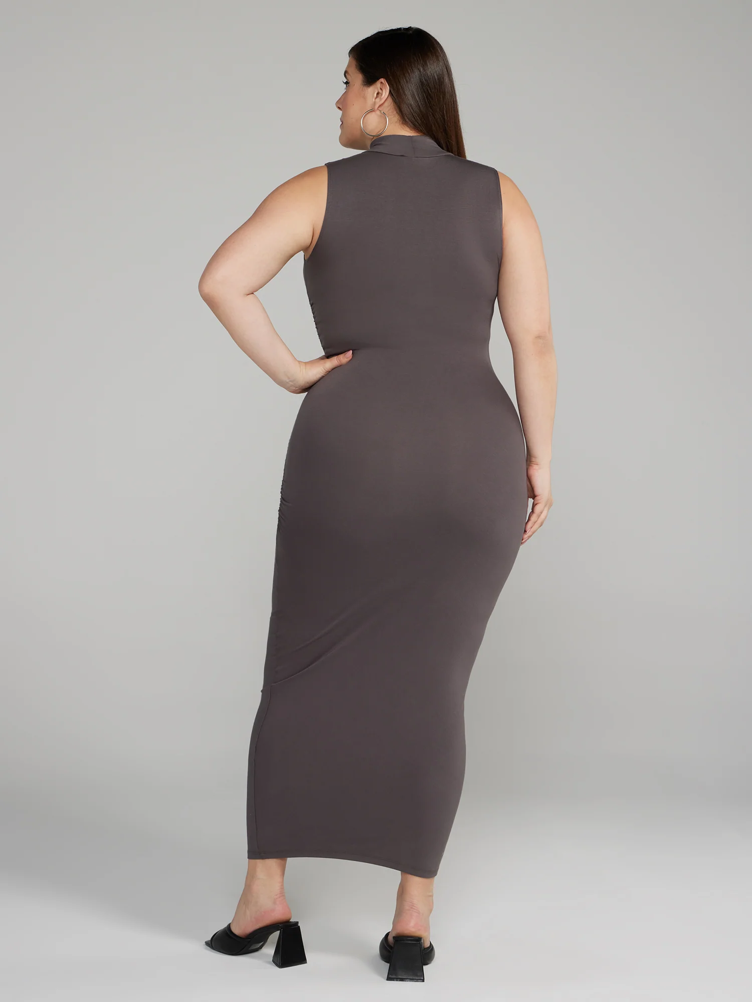 Mockneck Ruched Bodycon Dress - Image 8