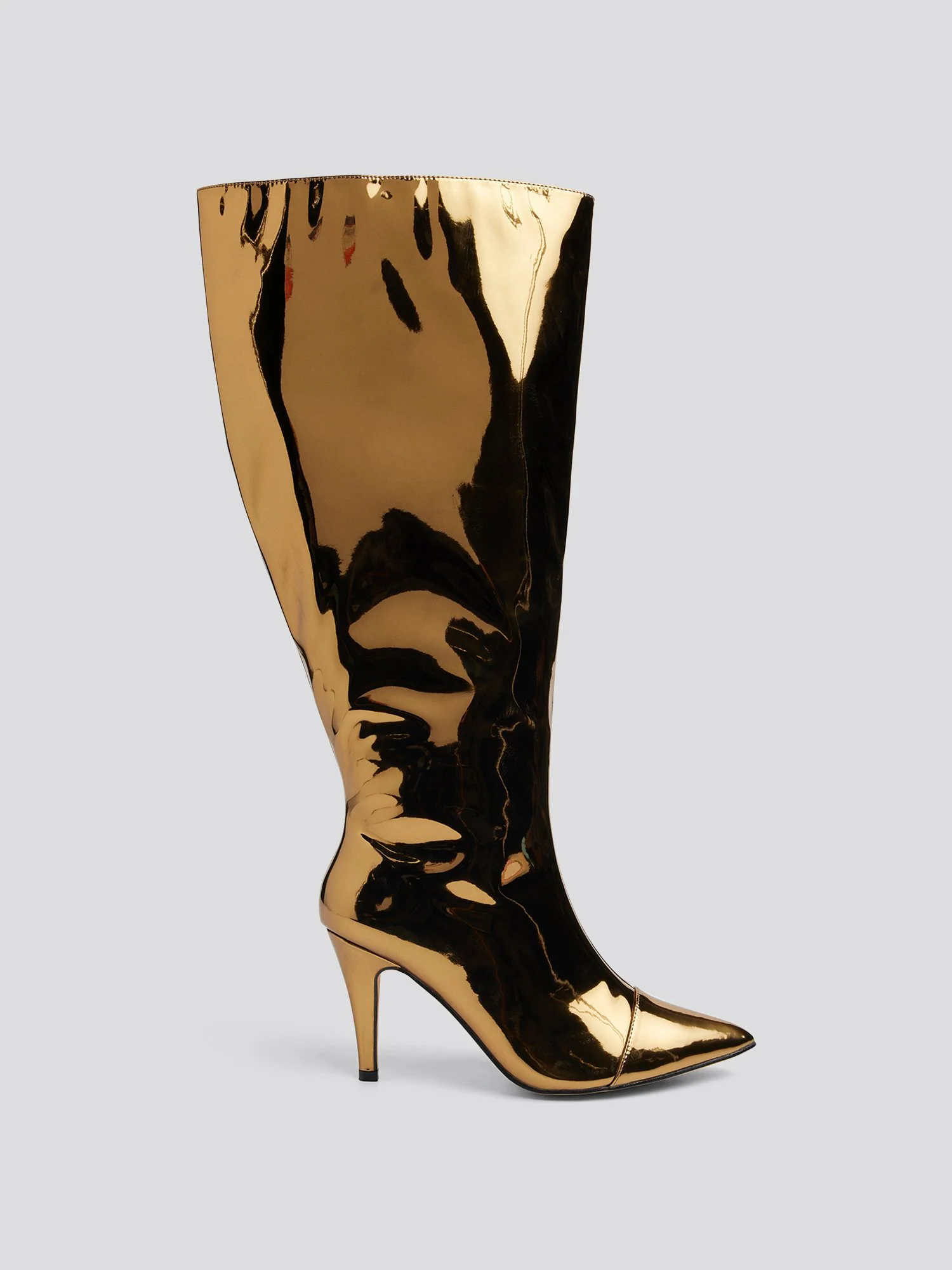 Mona Metallic Wide Calf Knee High Boots - Image 2