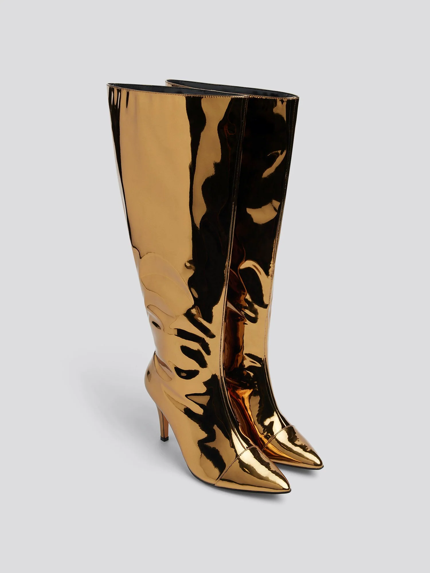 Mona Metallic Wide Calf Knee High Boots - Image 3
