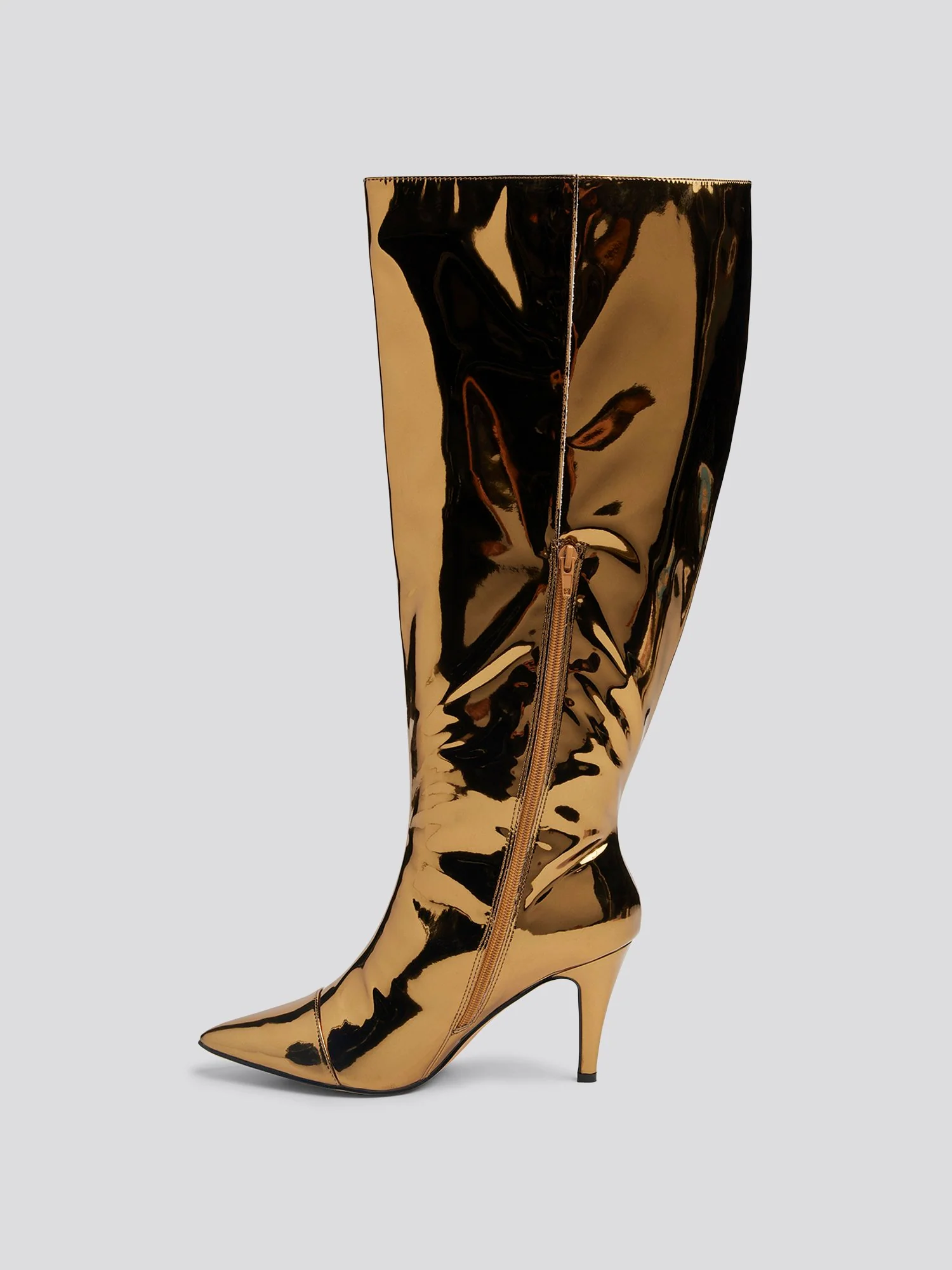 Mona Metallic Wide Calf Knee High Boots - Image 5