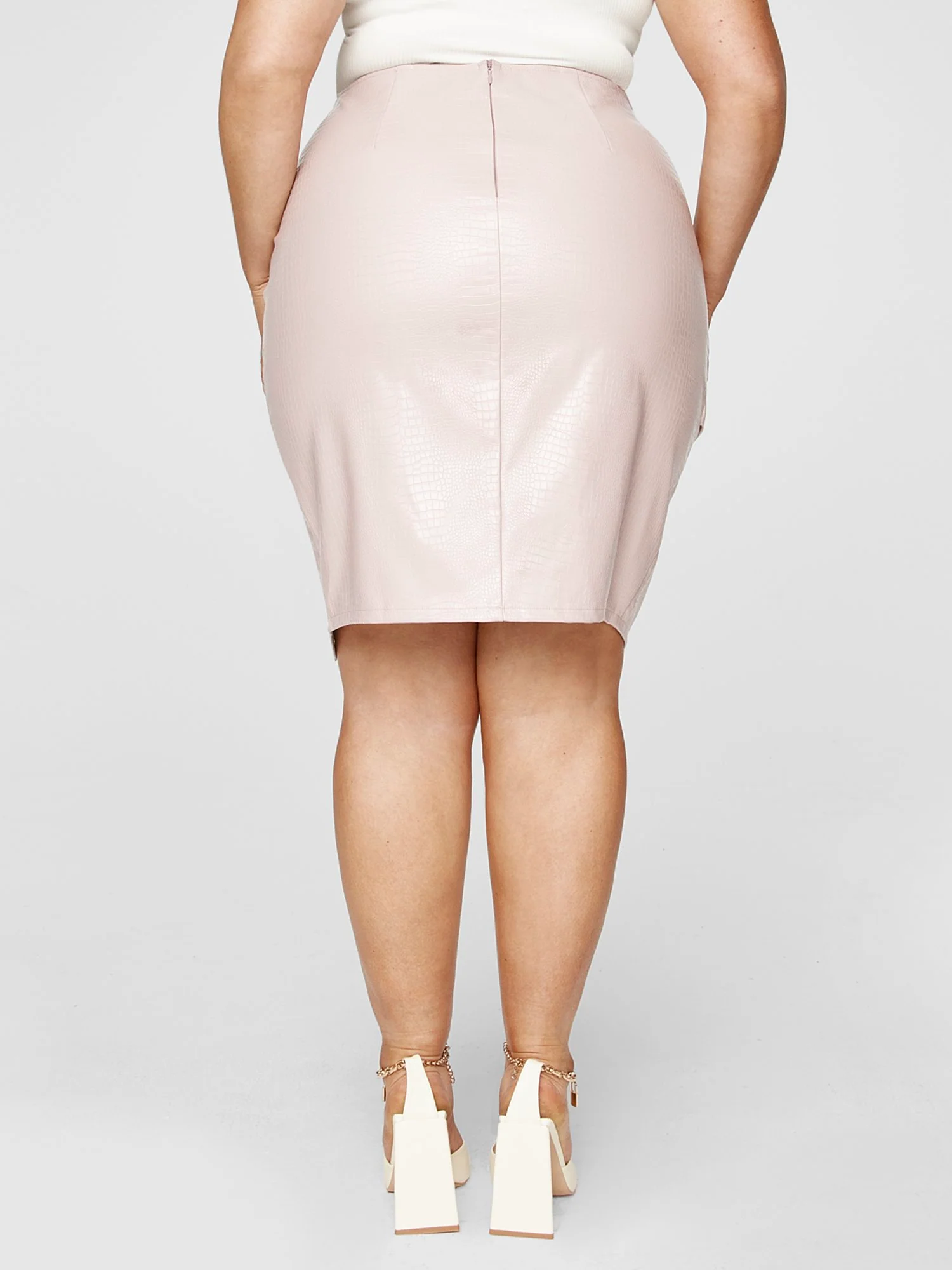 Monet Faux Croc Leather Skirt - Image 3