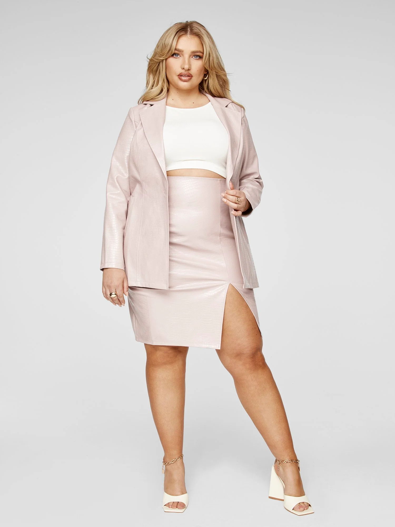 Monet Faux Croc Leather Skirt - Image 6