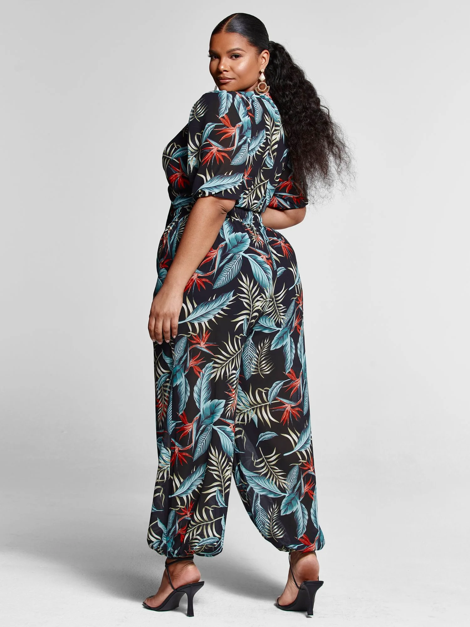 Monique Tropical Print Tie Front Top - Image 5