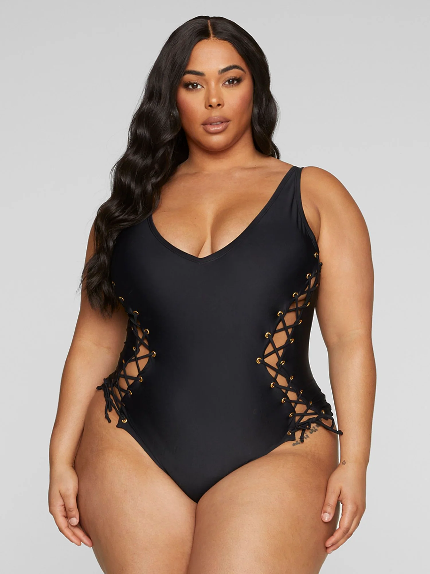 Myla Lace-Up Detail One-Piece Swimsuit - Image 2