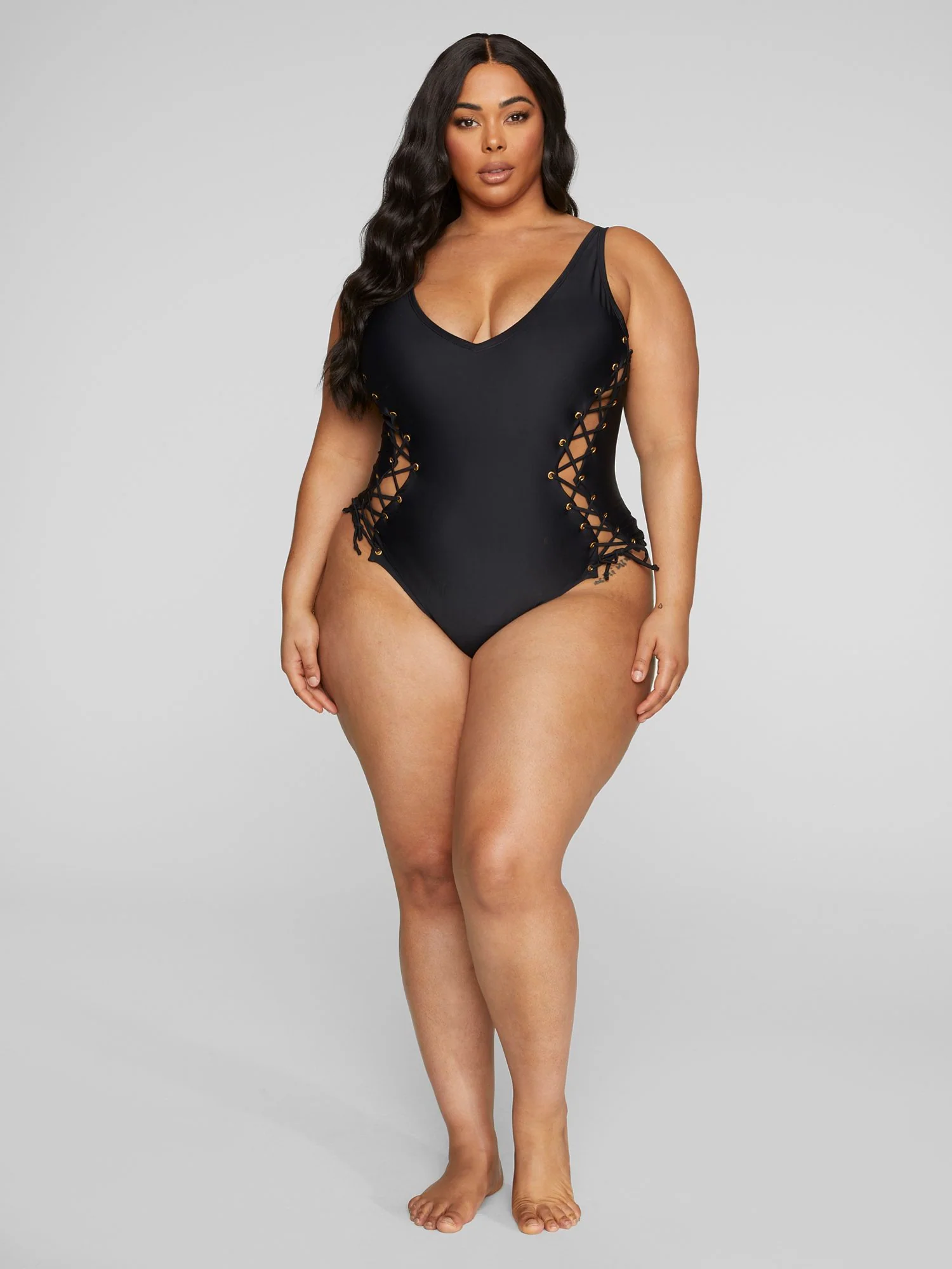 Myla Lace-Up Detail One-Piece Swimsuit - Image 3