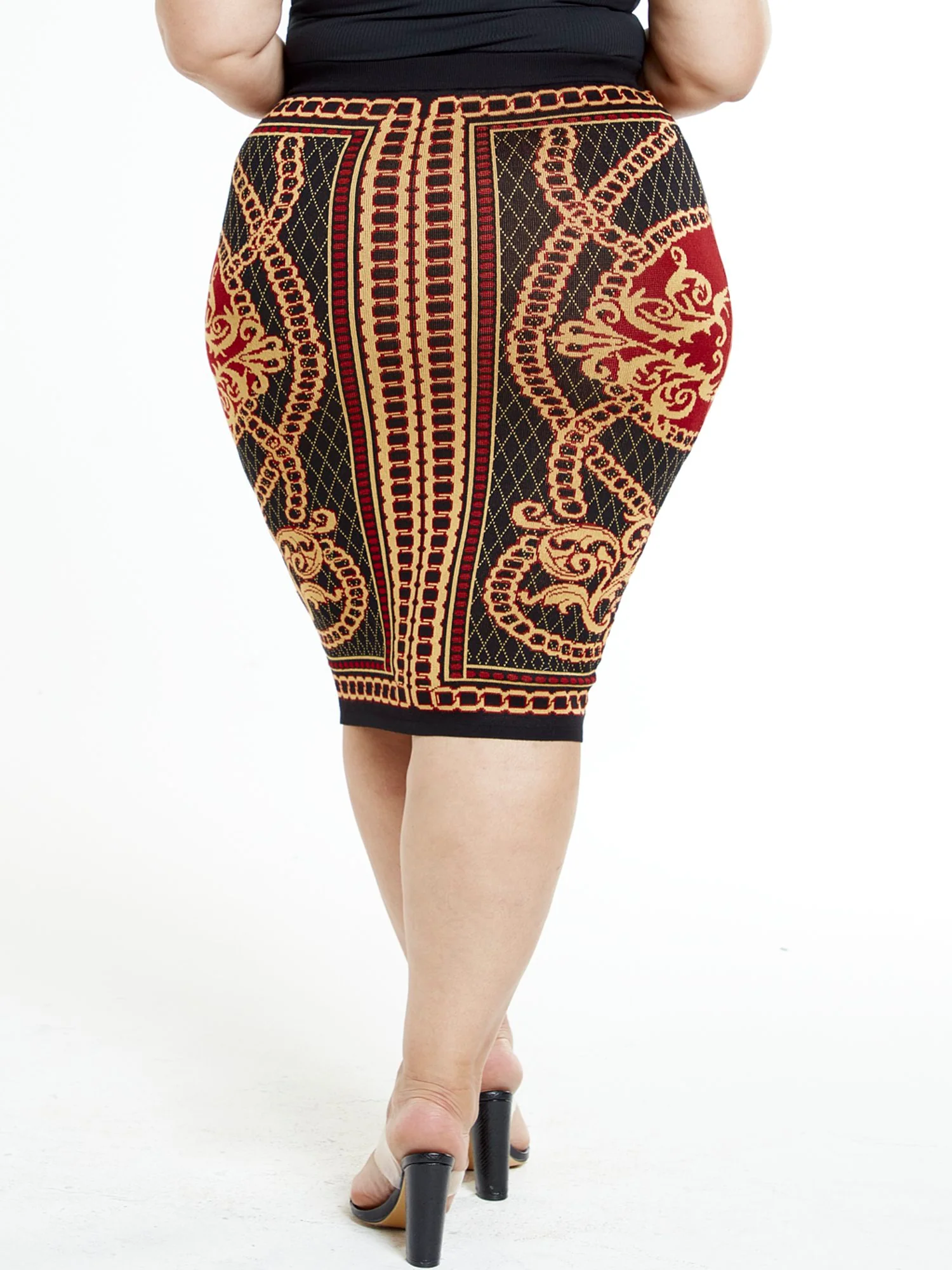 Nadine Chain Scroll Print Sweater Skirt - Image 4
