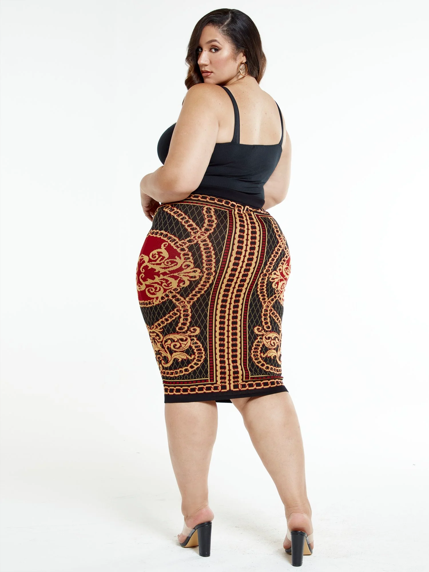 Nadine Chain Scroll Print Sweater Skirt - Image 7