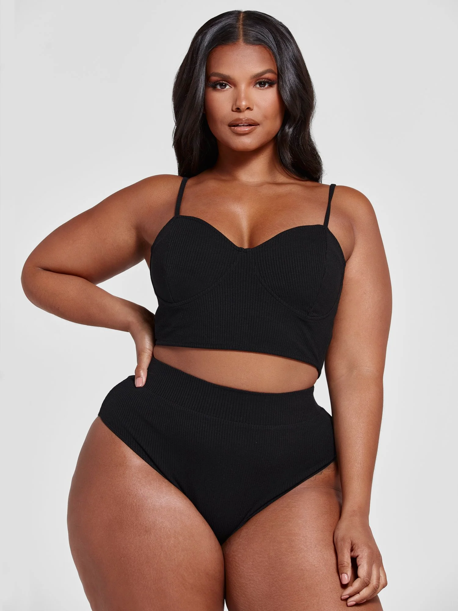 Natalie Ribbed Knit Crop Tank and Panty Set
