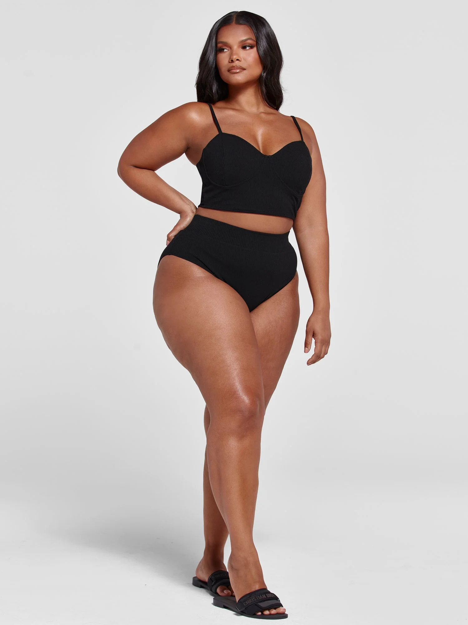 Natalie Ribbed Knit Crop Tank and Panty Set - Image 4