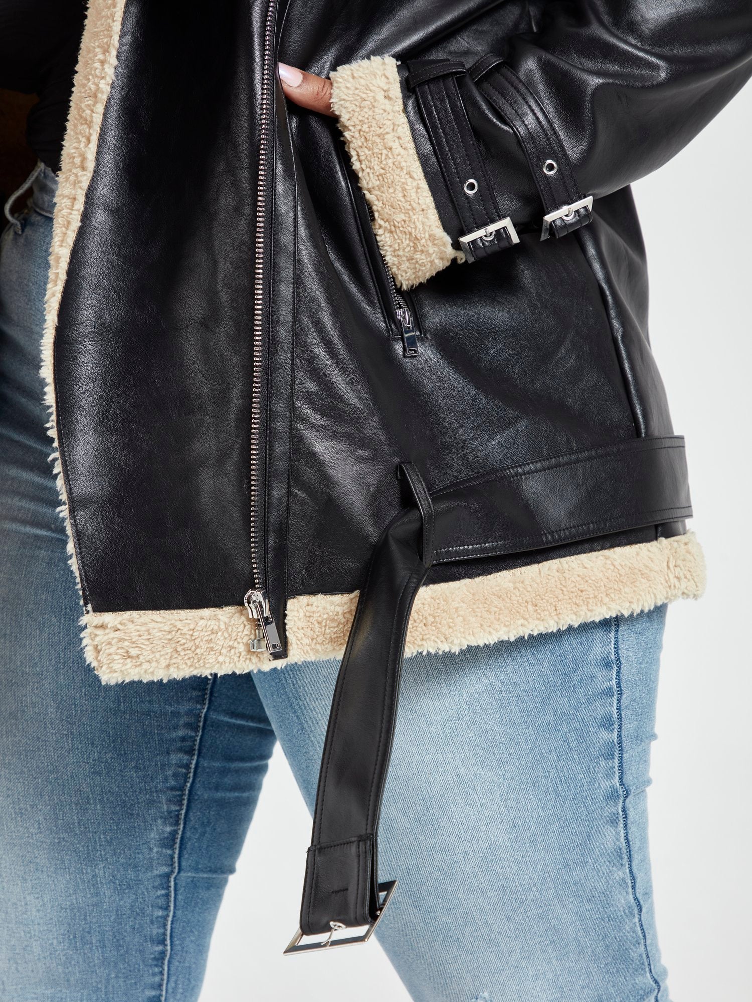 Natalie Sherpa Oversized Bomber Jacket - Image 5