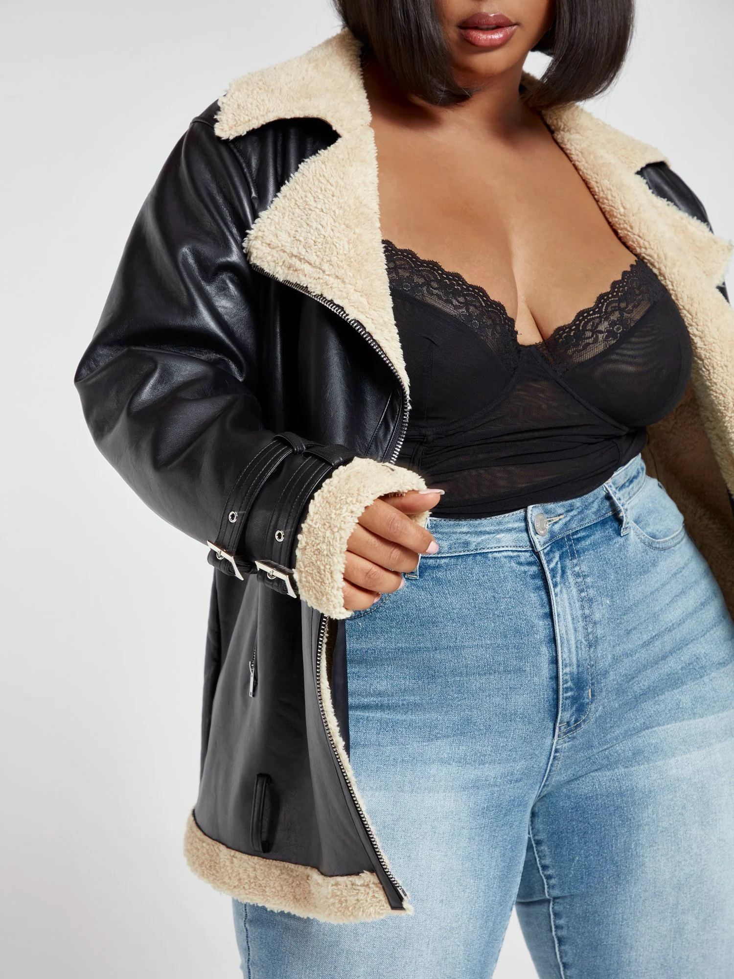 Natalie Sherpa Oversized Bomber Jacket - Image 6