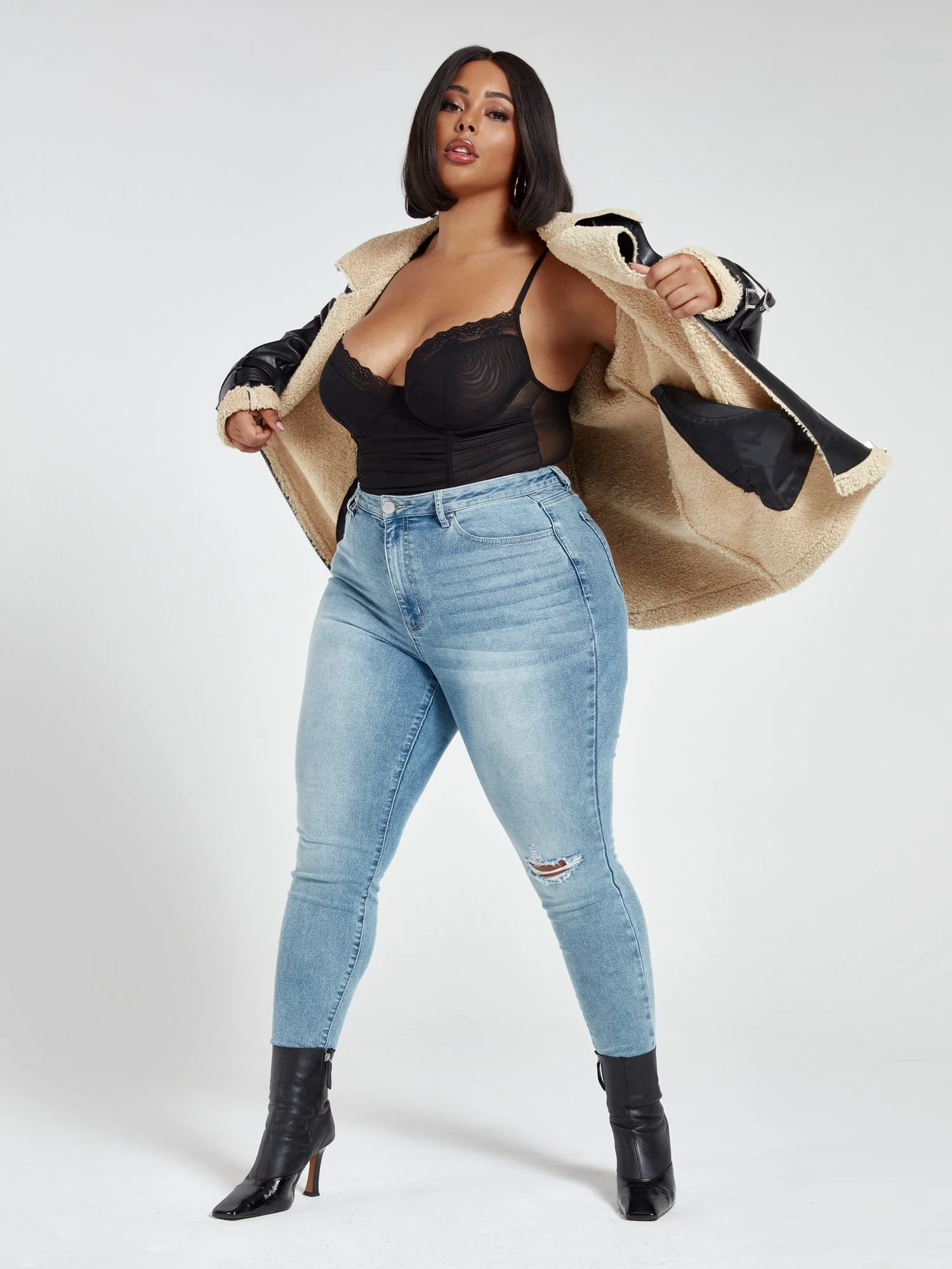 Natalie Sherpa Oversized Bomber Jacket - Image 7