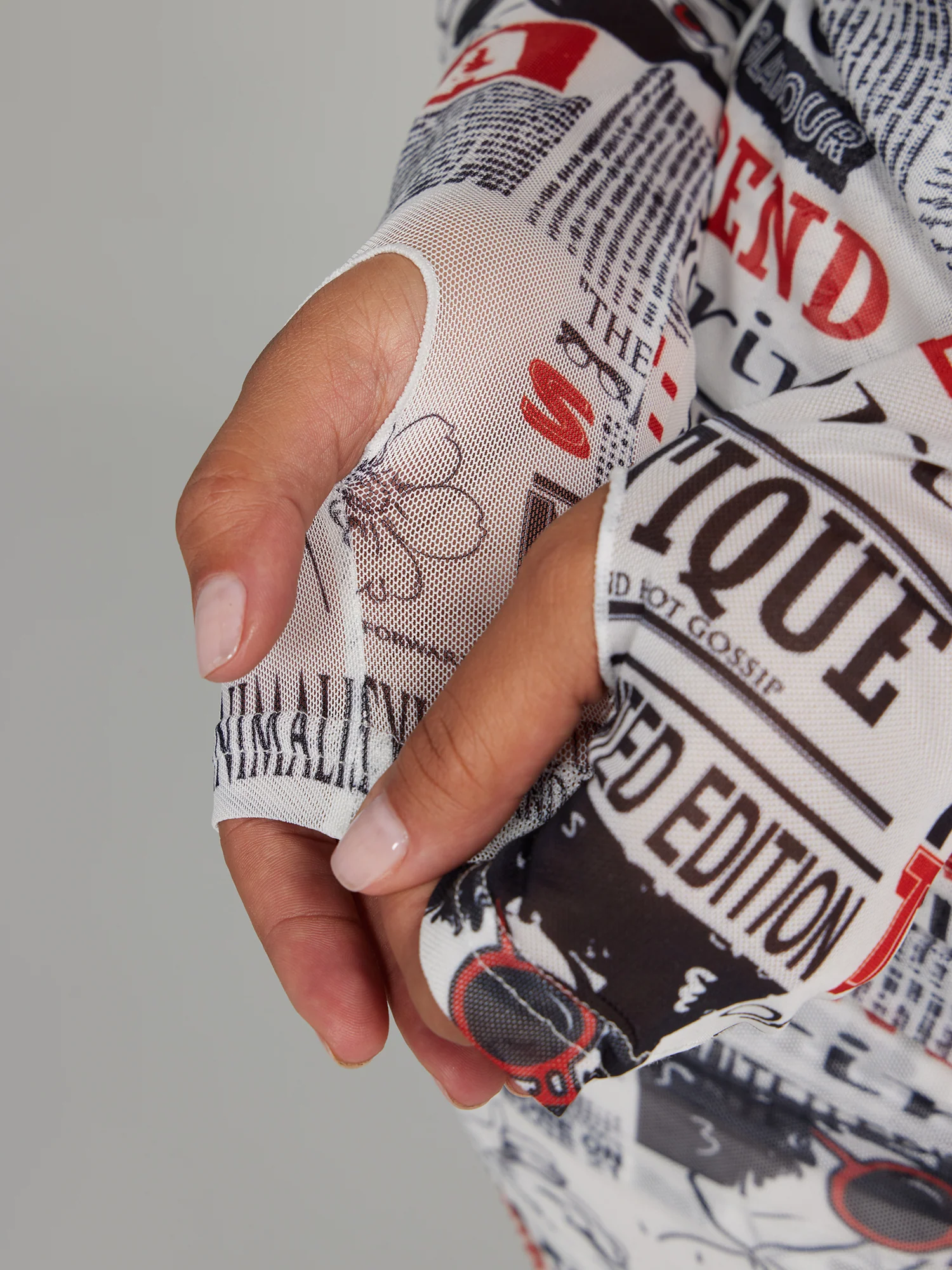 Newspaper Print Mesh Top - Image 4