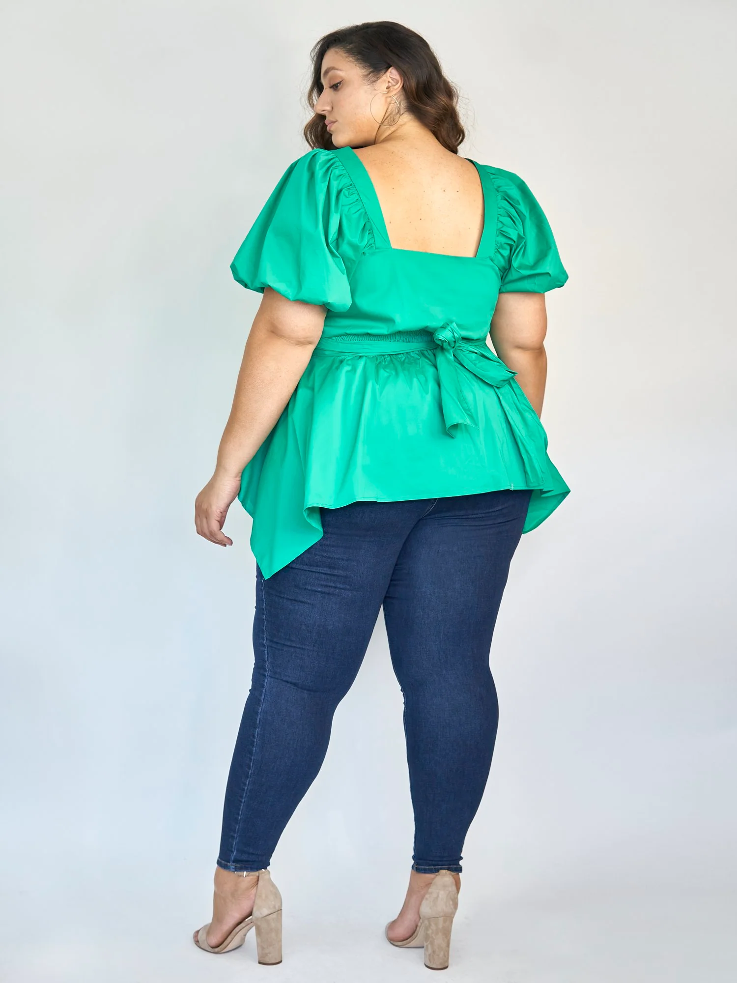 Nika Puff Shoulder Peplum Top - Image 3