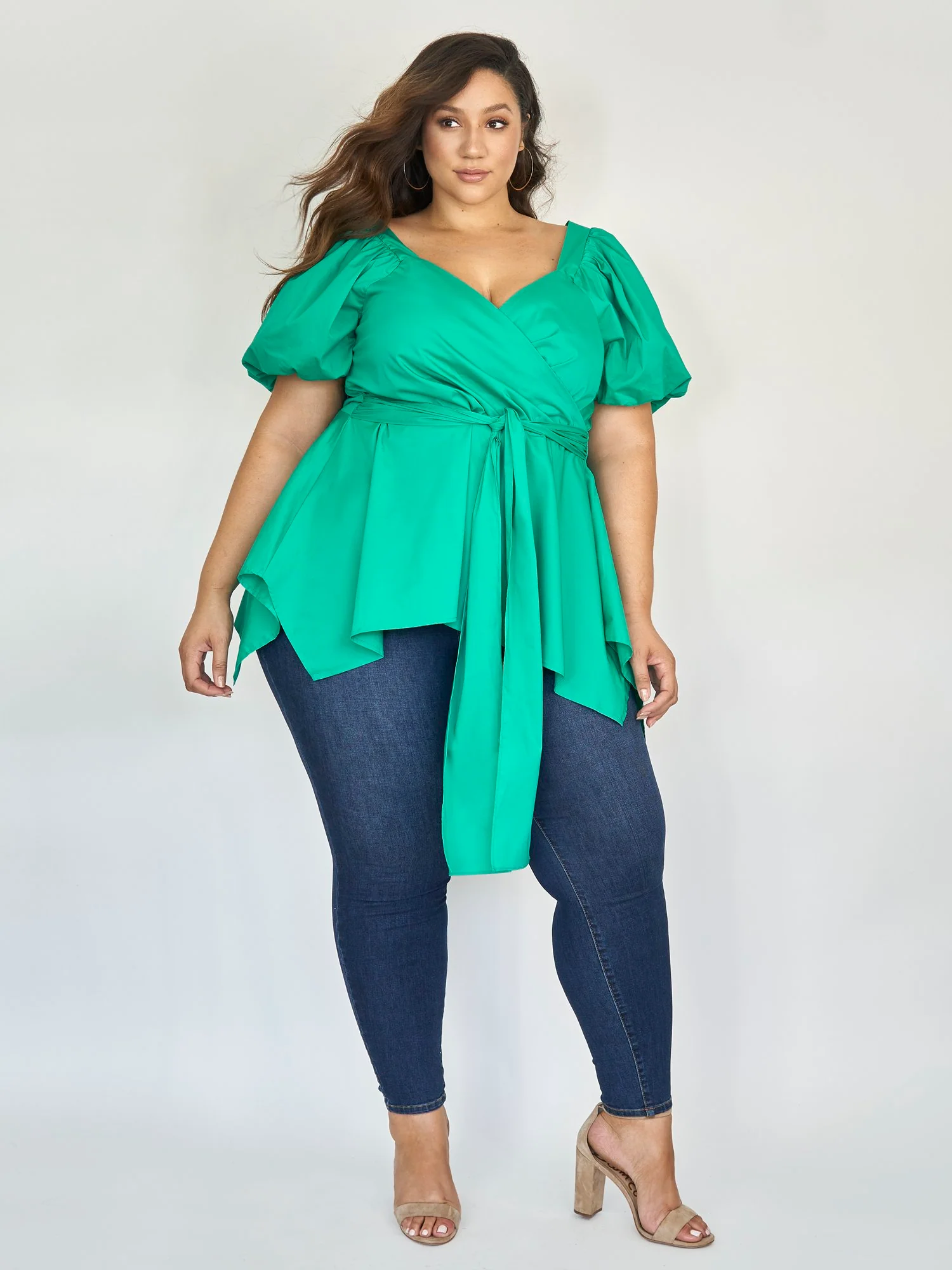 Nika Puff Shoulder Peplum Top - Image 4