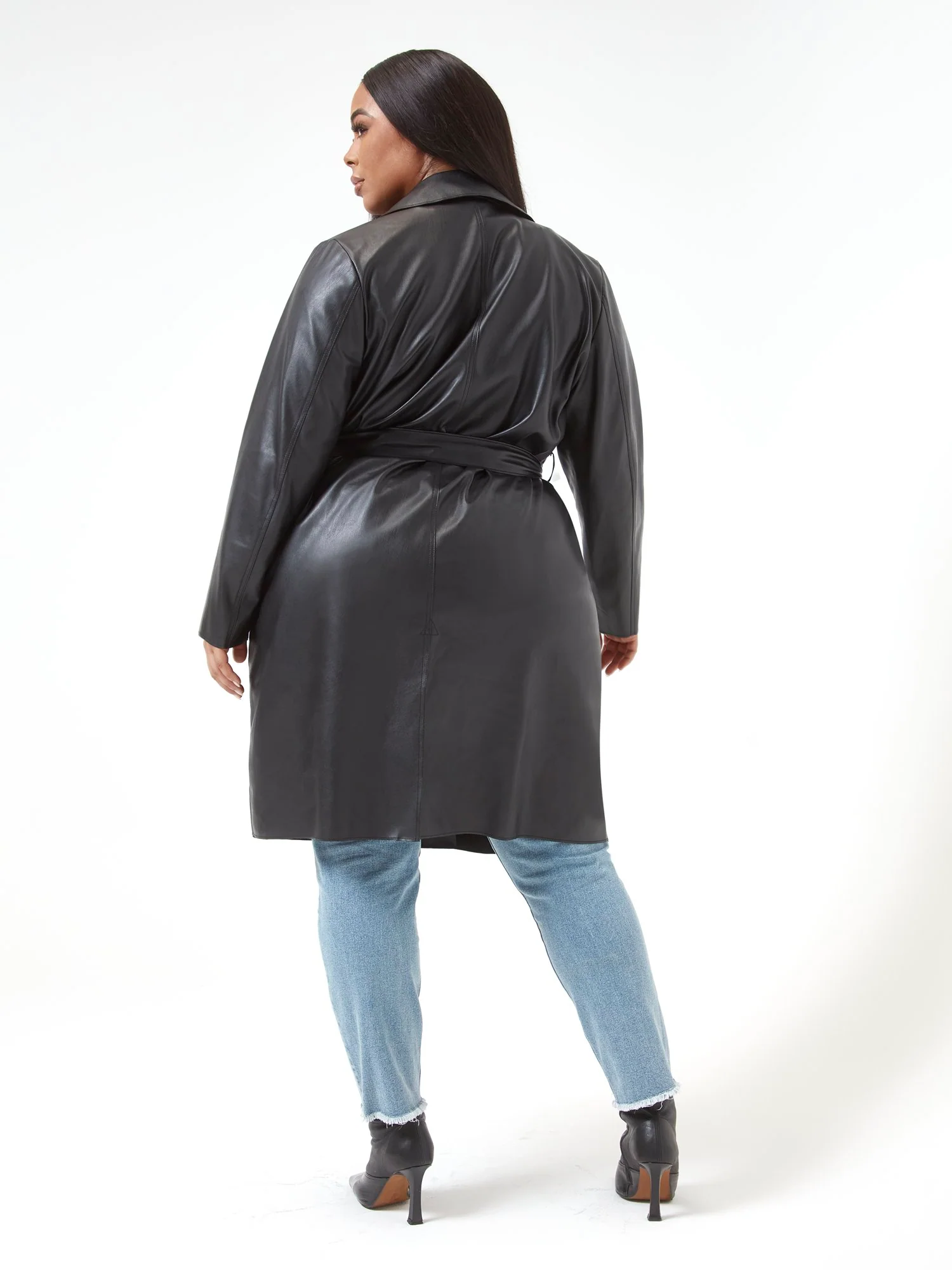 Nina Faux Leather Trench Coat - Image 4