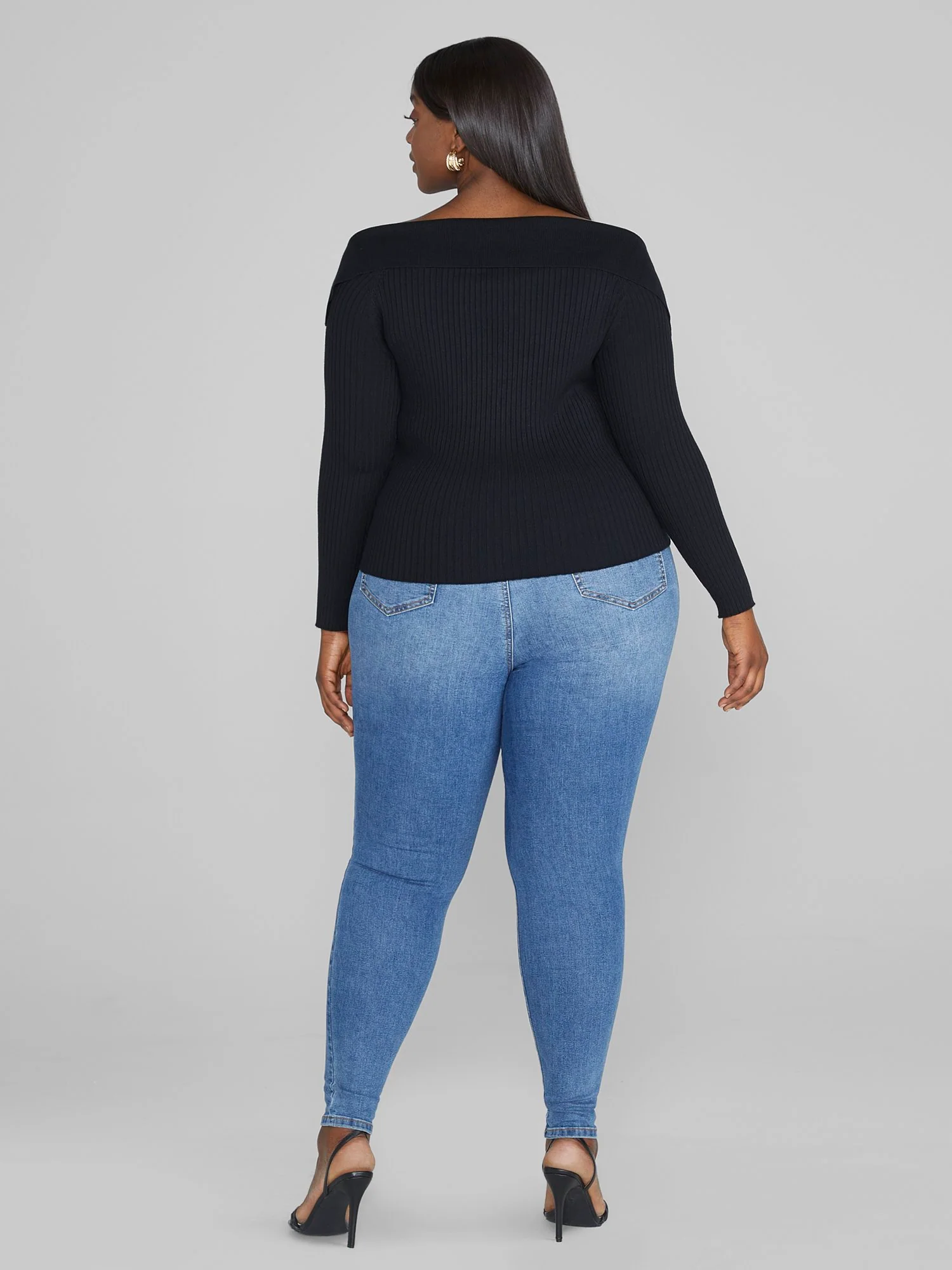 Norma Off-The-Shoulder Asymmetrical Button Sweater - Image 4