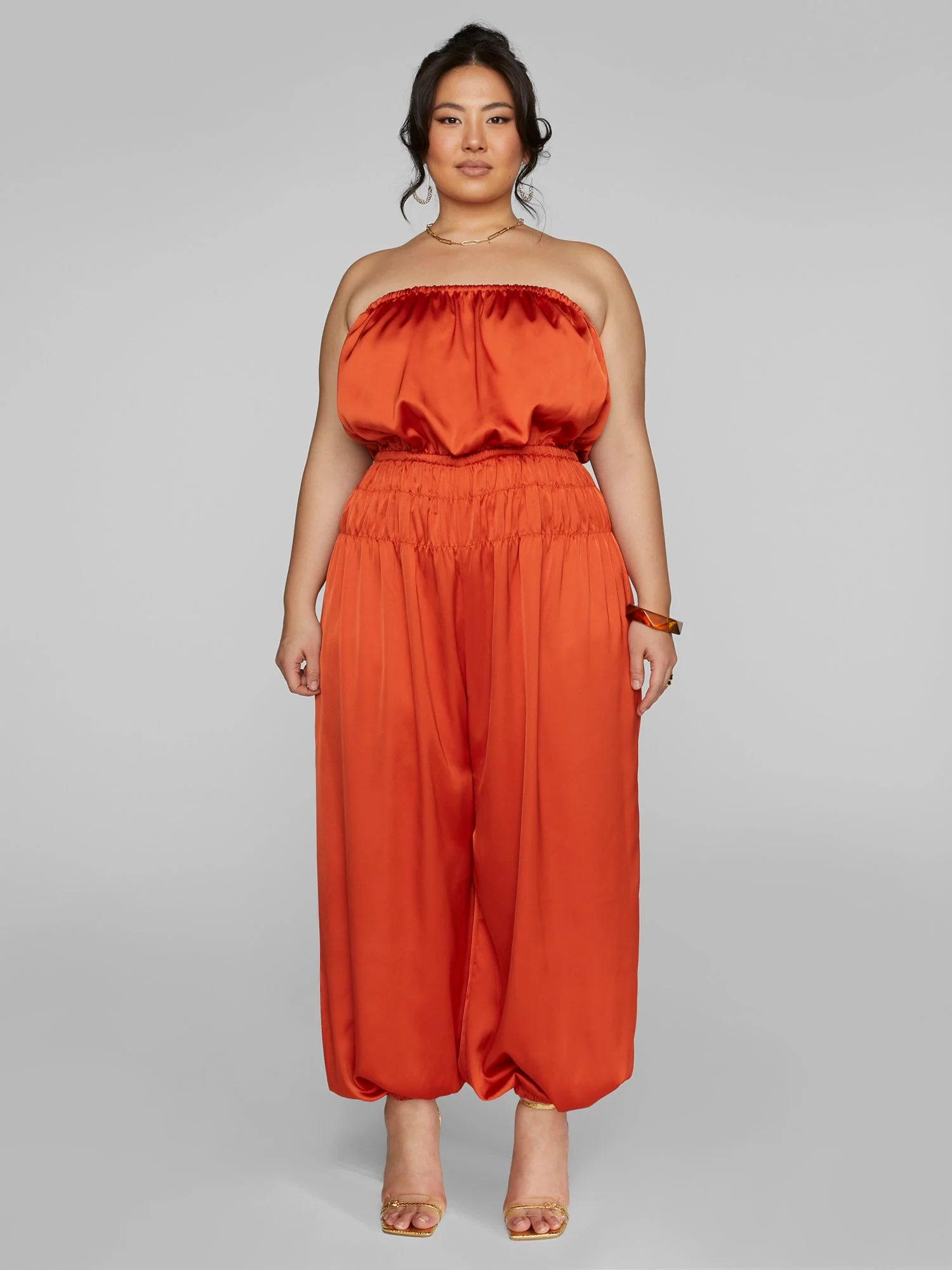 Nova Strapless Satin Jumpsuit - Image 3