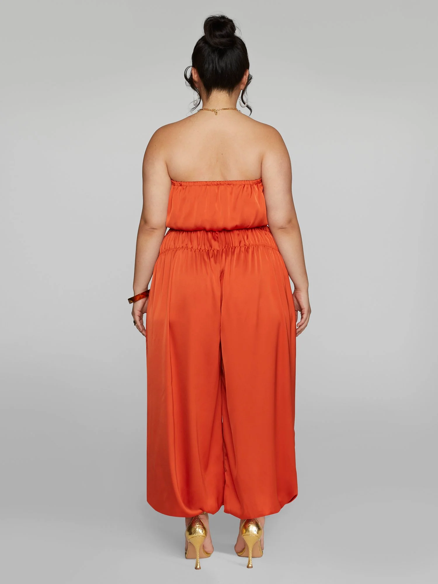 Nova Strapless Satin Jumpsuit - Image 4