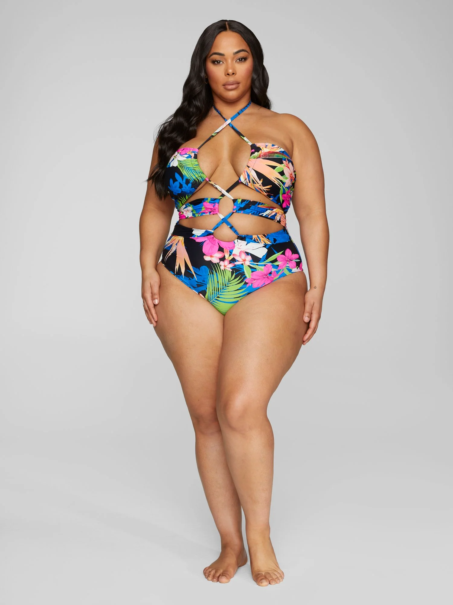Nyla Halter Tropical Print One-Piece Swimsuit - Image 10