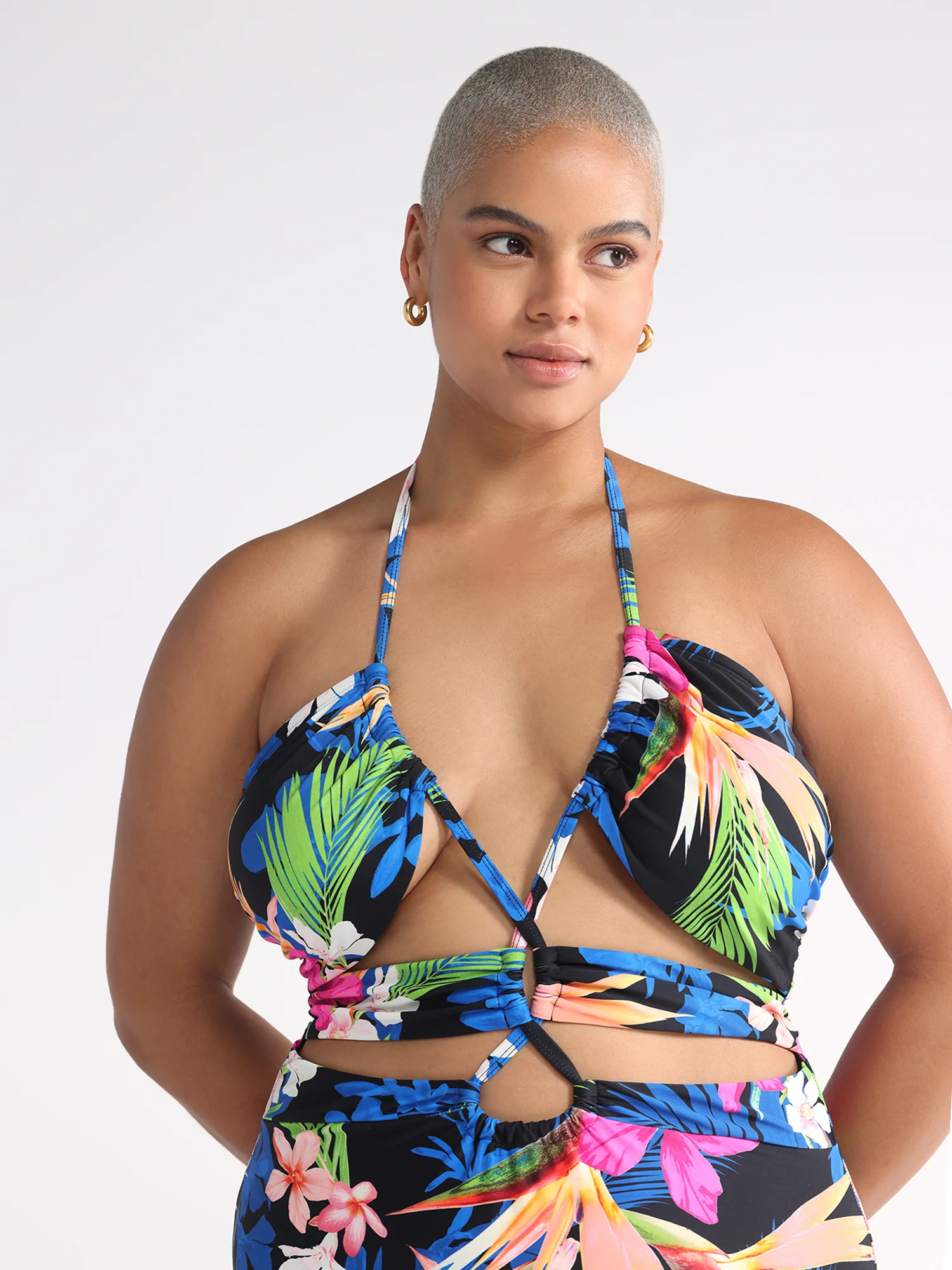Nyla Halter Tropical Print One-Piece Swimsuit - Image 13