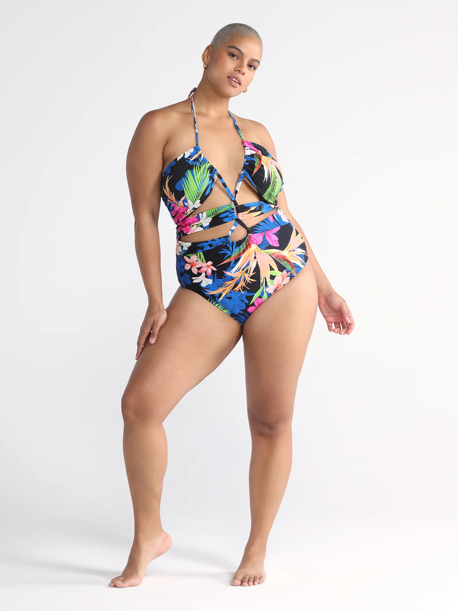 Nyla Halter Tropical Print One-Piece Swimsuit - Image 6