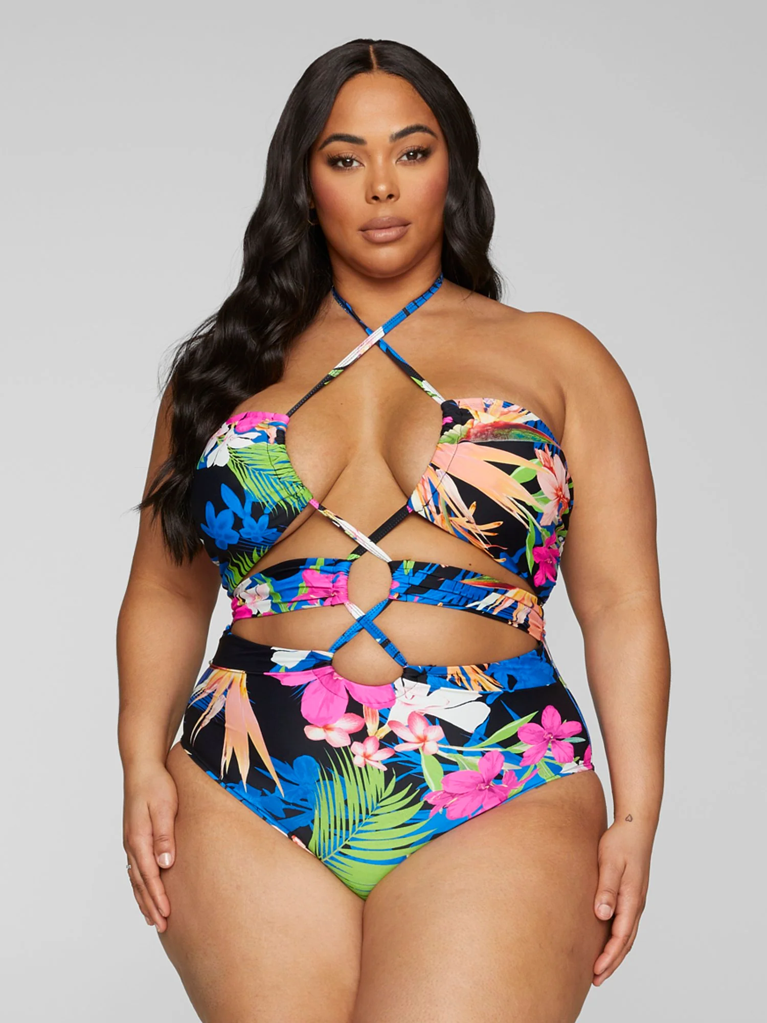 Nyla Halter Tropical Print One-Piece Swimsuit - Image 8